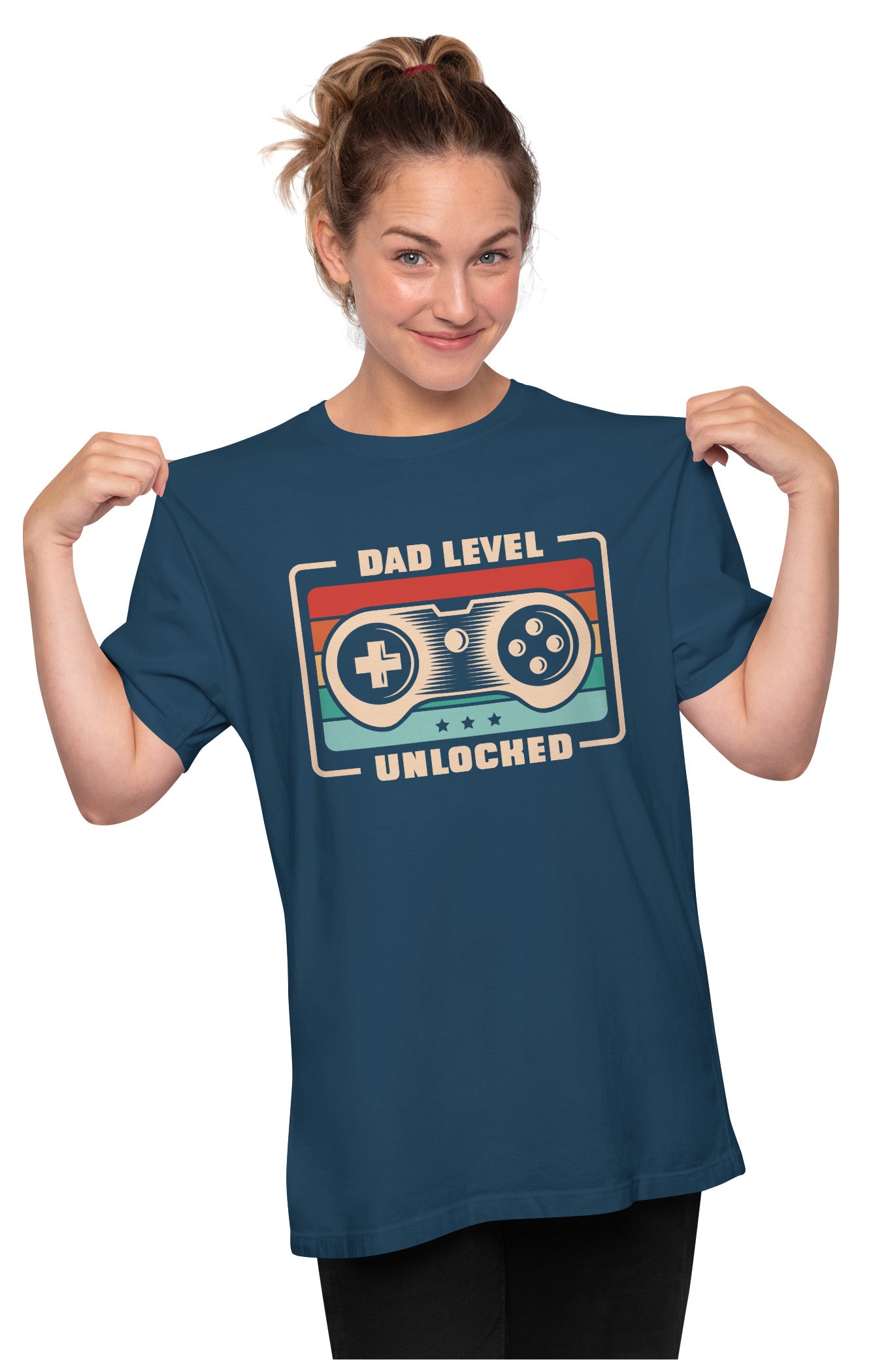 Dad Level Unlocked - Retro Gamer Oversized Unisex T-shirts
