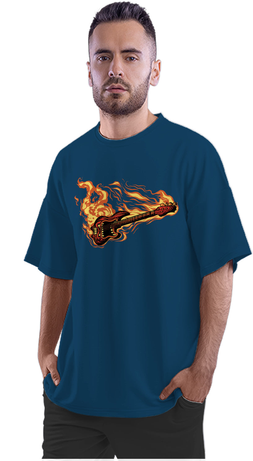 Fire Bass Guitar Oversized Unisex T-shirt