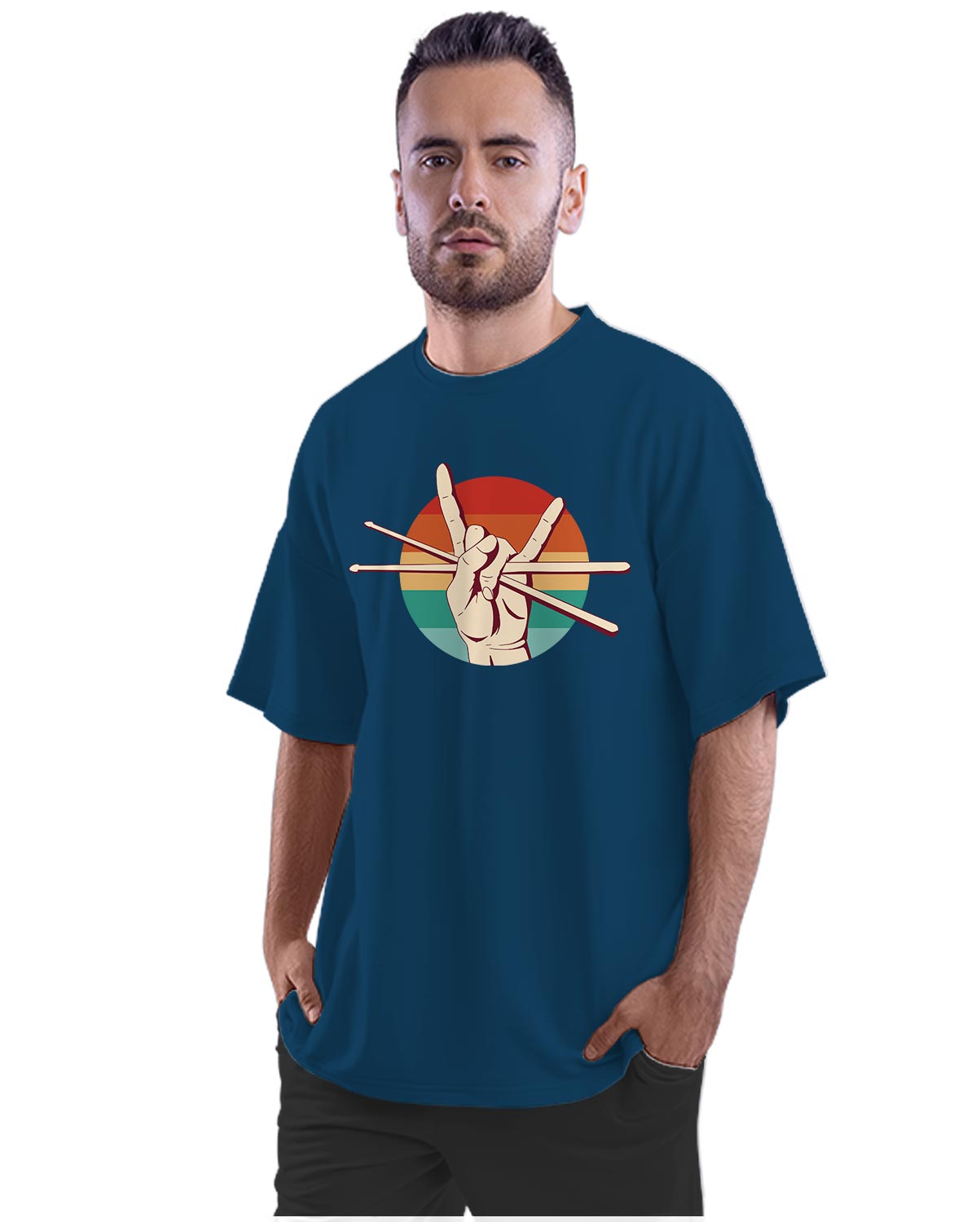 Retro Rock - Drum Sticks Oversized Unisex T-shirt