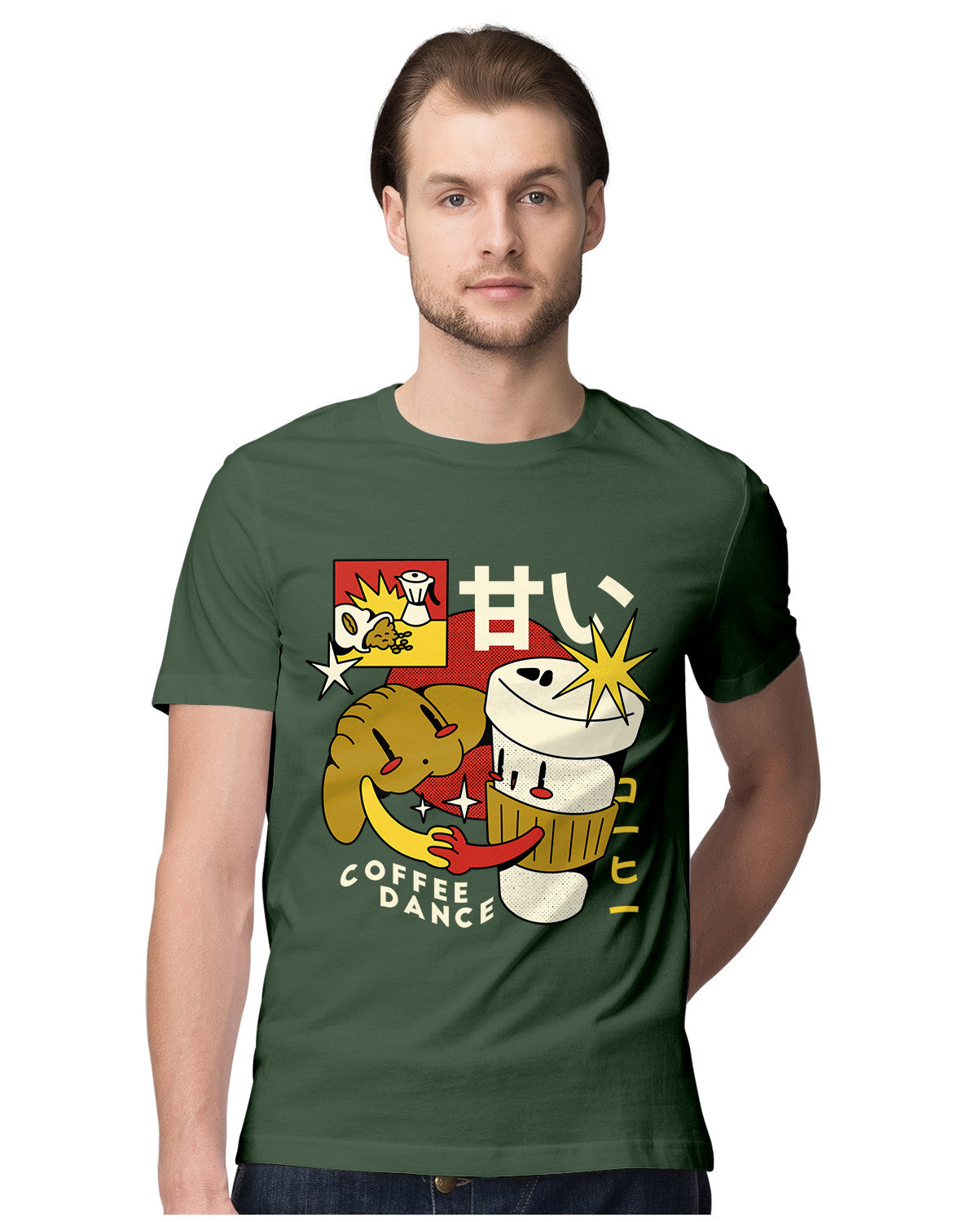 Coffee & Croissant Retro Cartoon