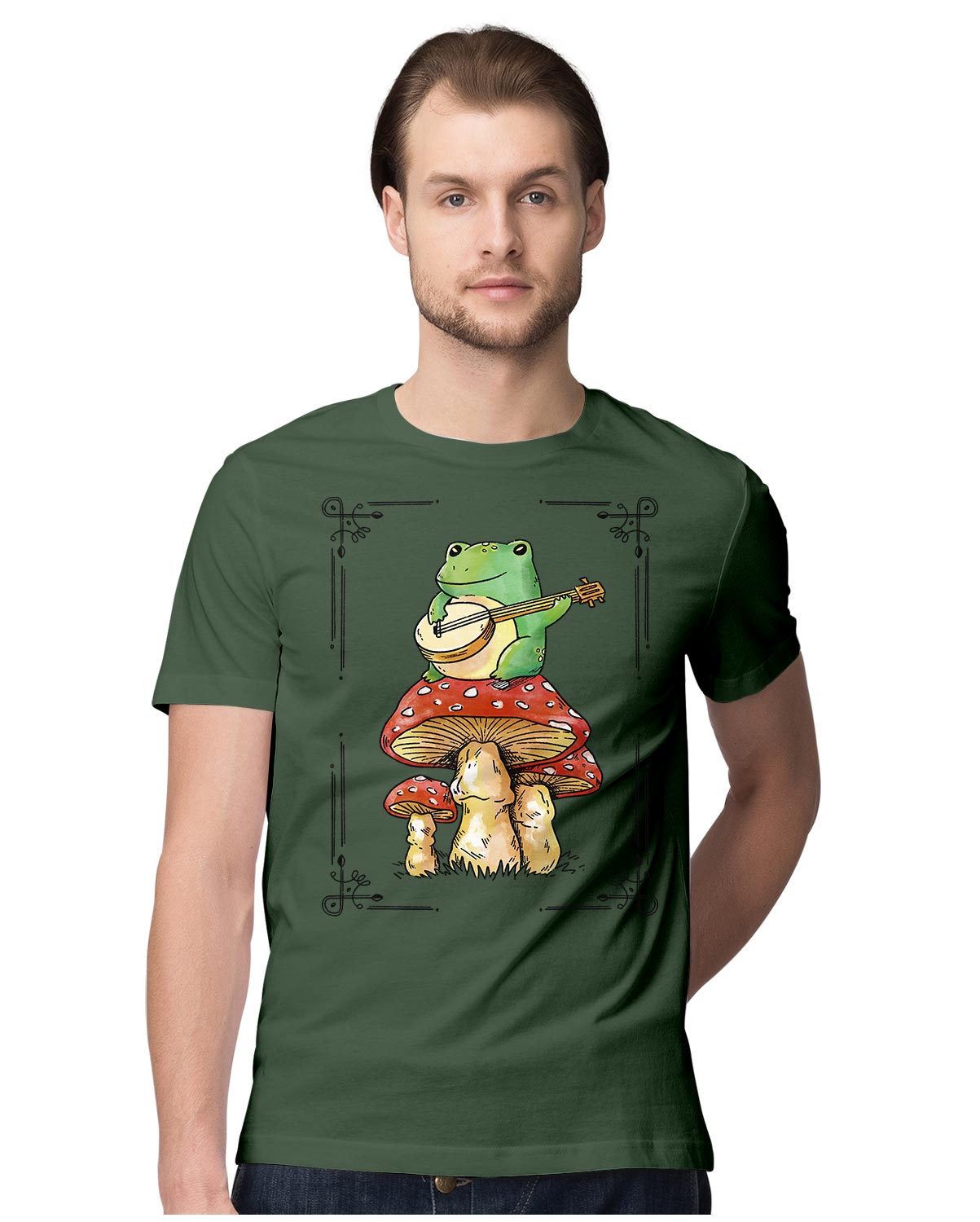 Frog Playing Banjo On Mushroom