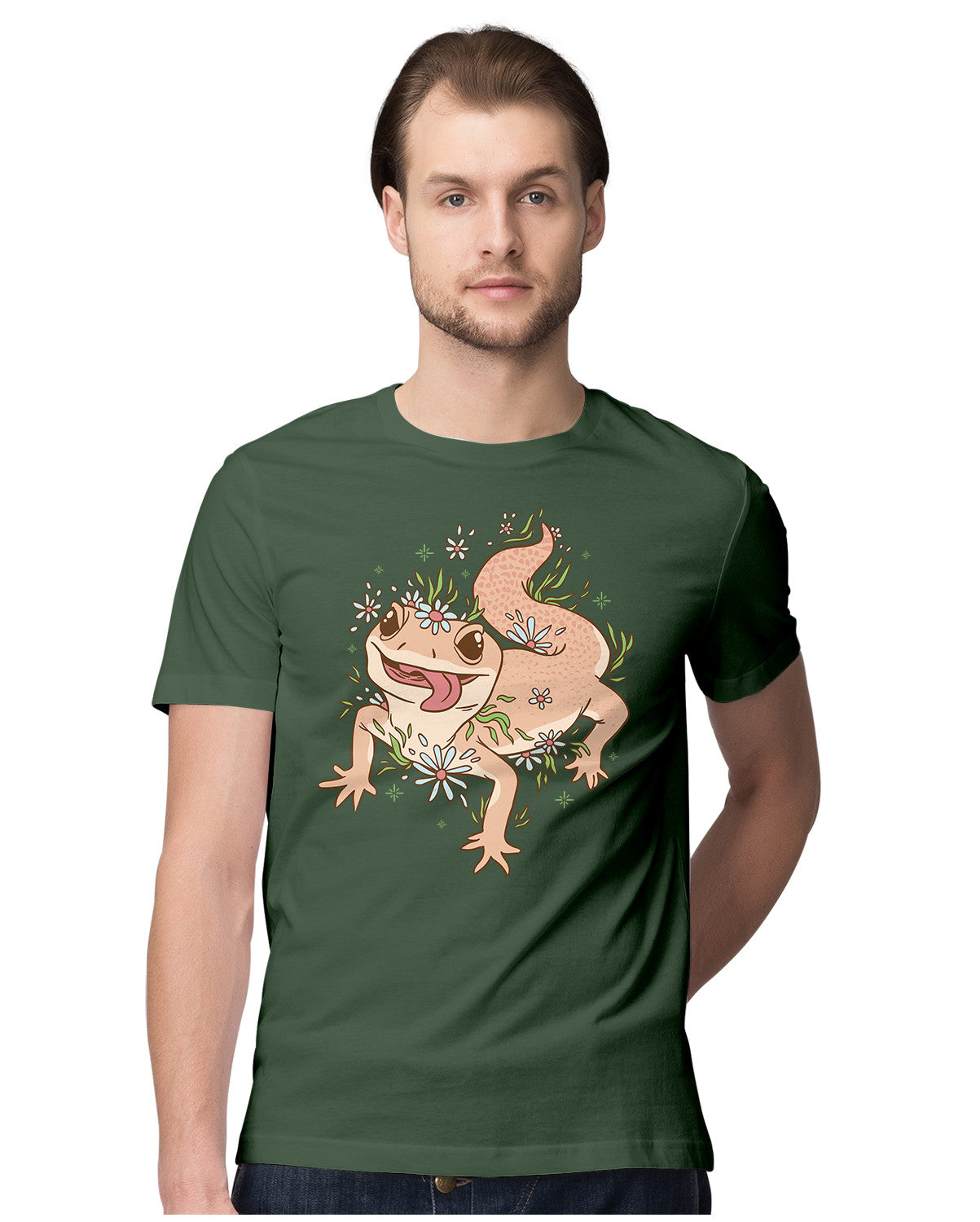 Gecko Lizard With Flowers