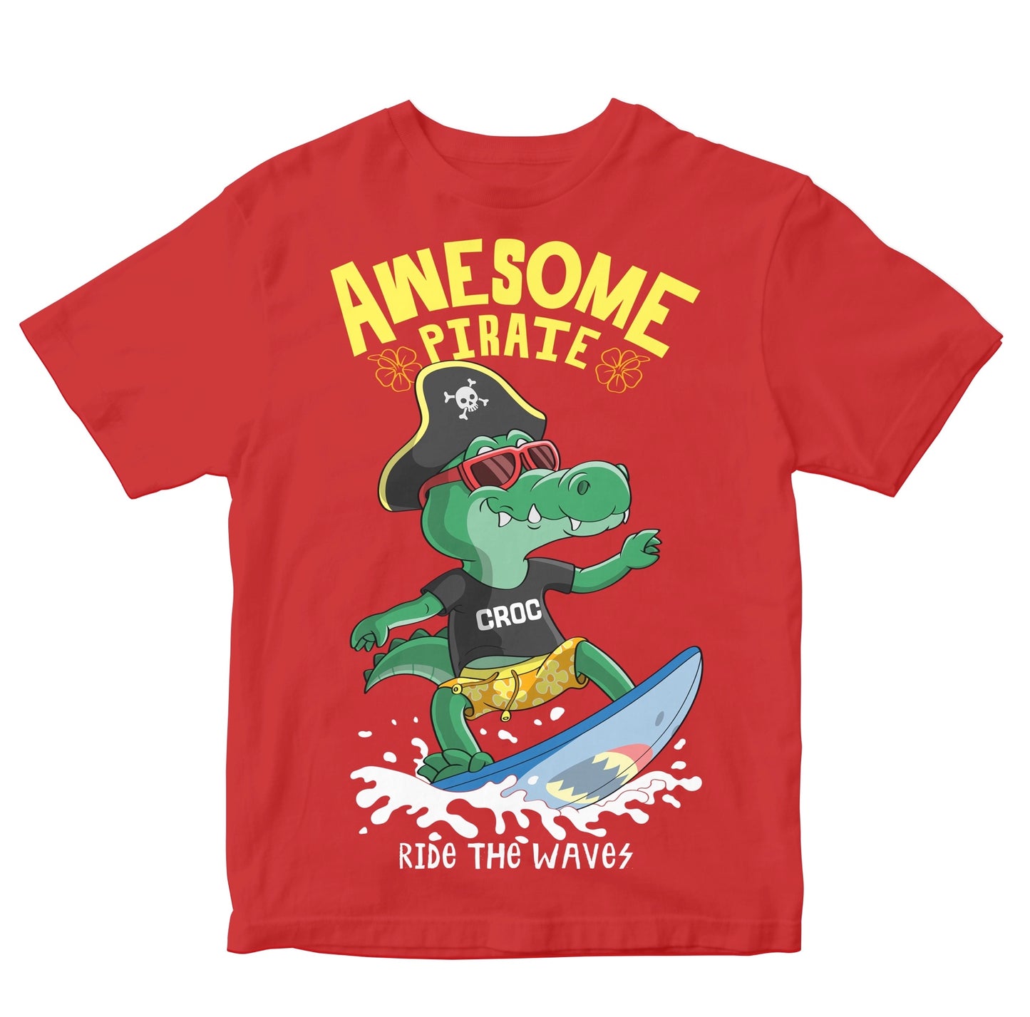 Awesome Pirate Crocodile Surfer Kids