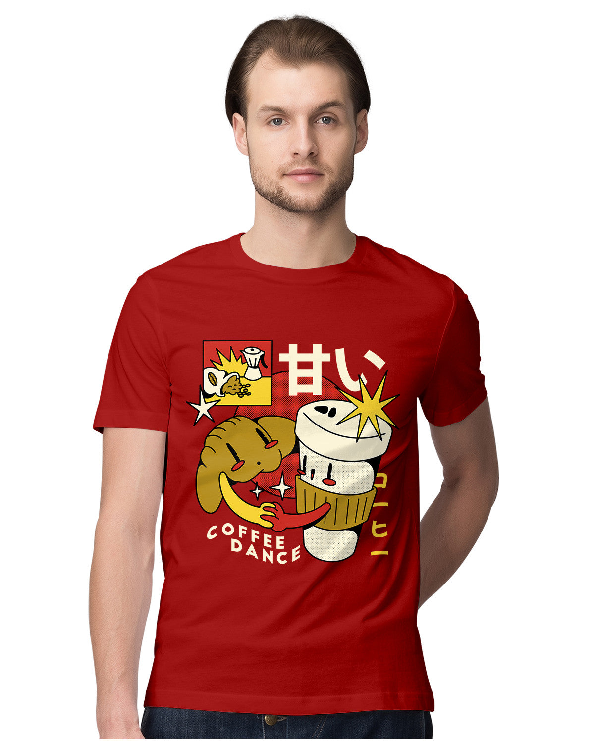 Coffee & Croissant Retro Cartoon