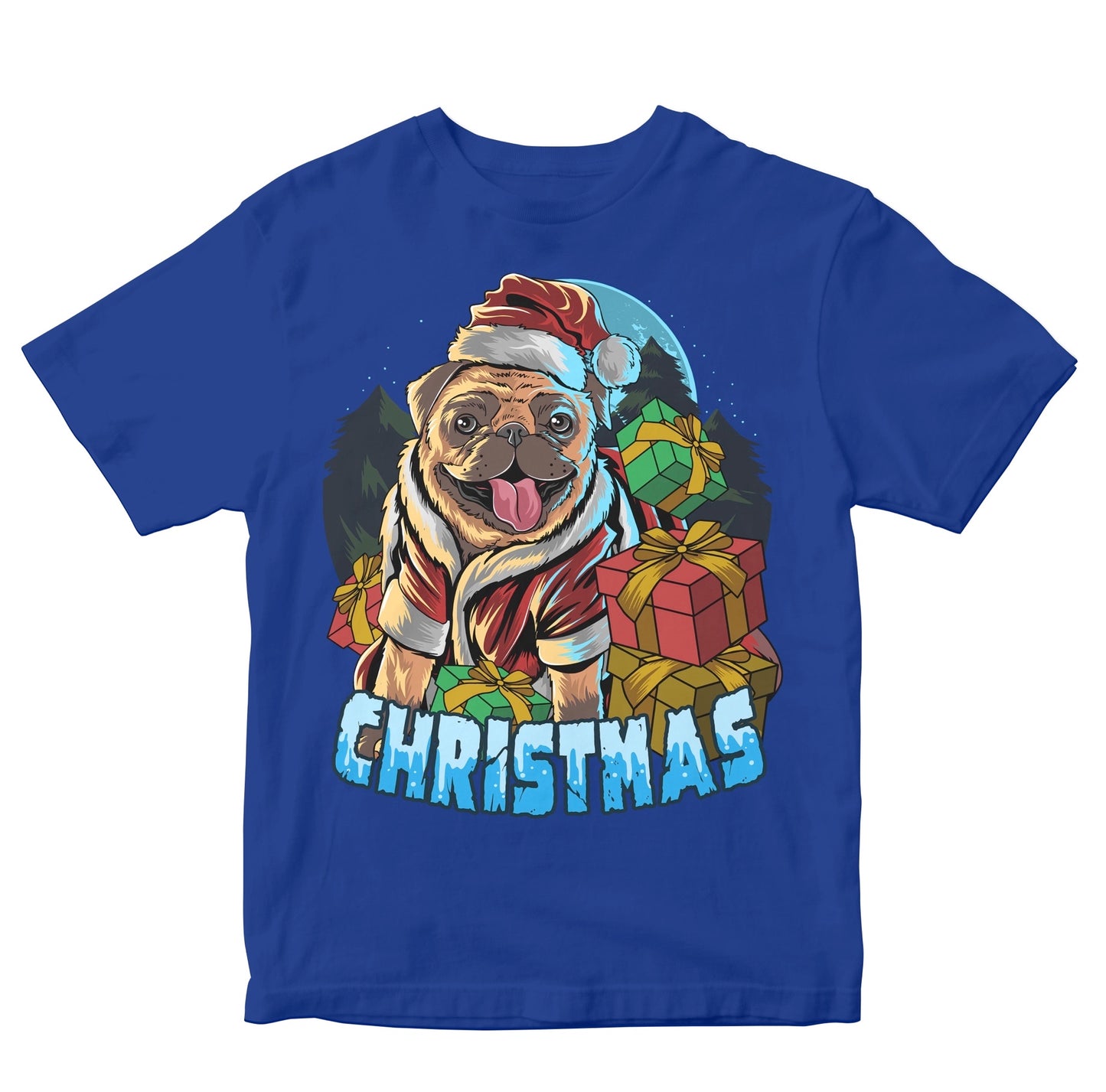 Christmas Pug Santa With Gifts Kids
