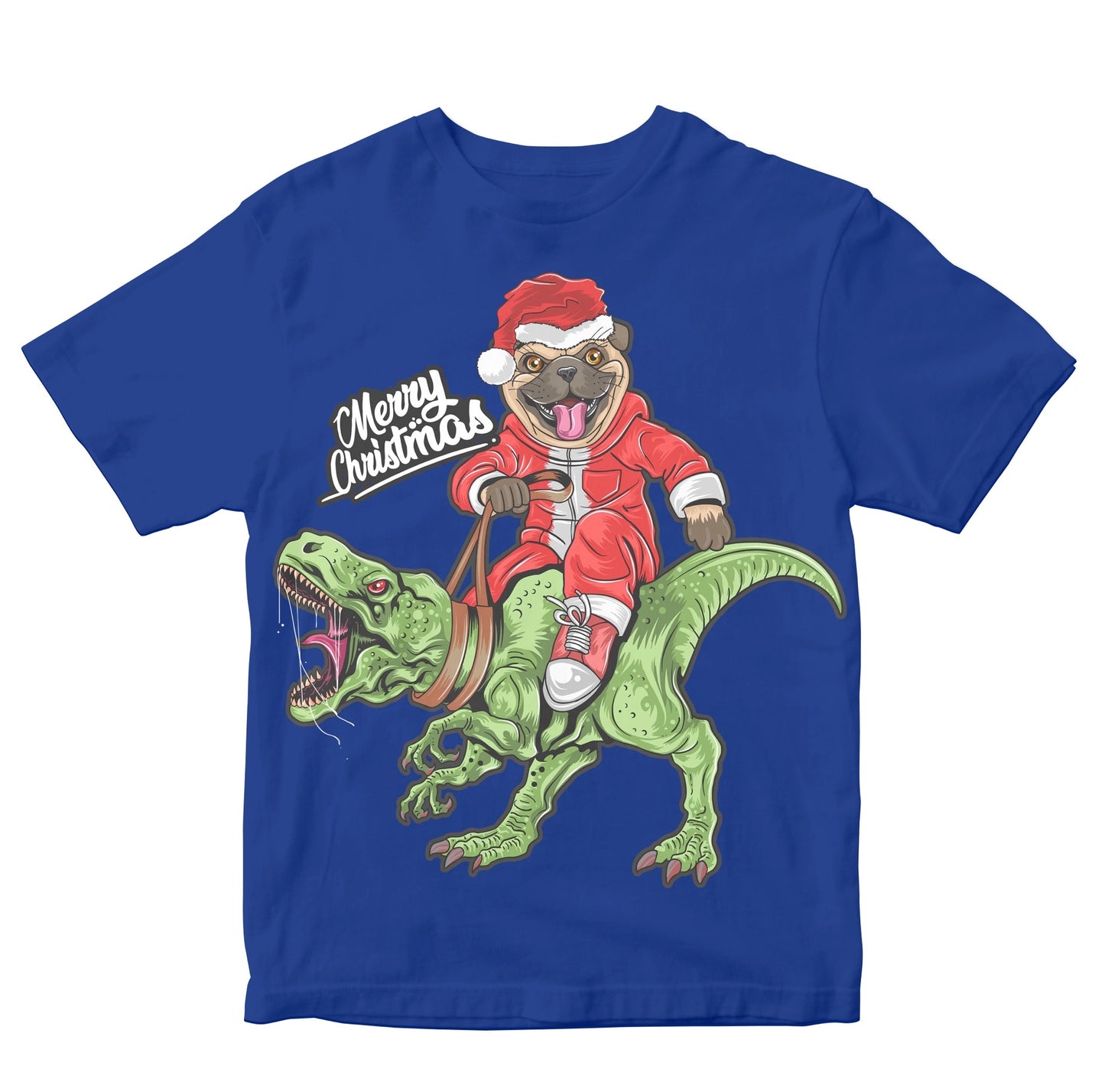 Christmas Pug Riding T-Rex - Merry Christmas & A Jurassic New Year Kids
