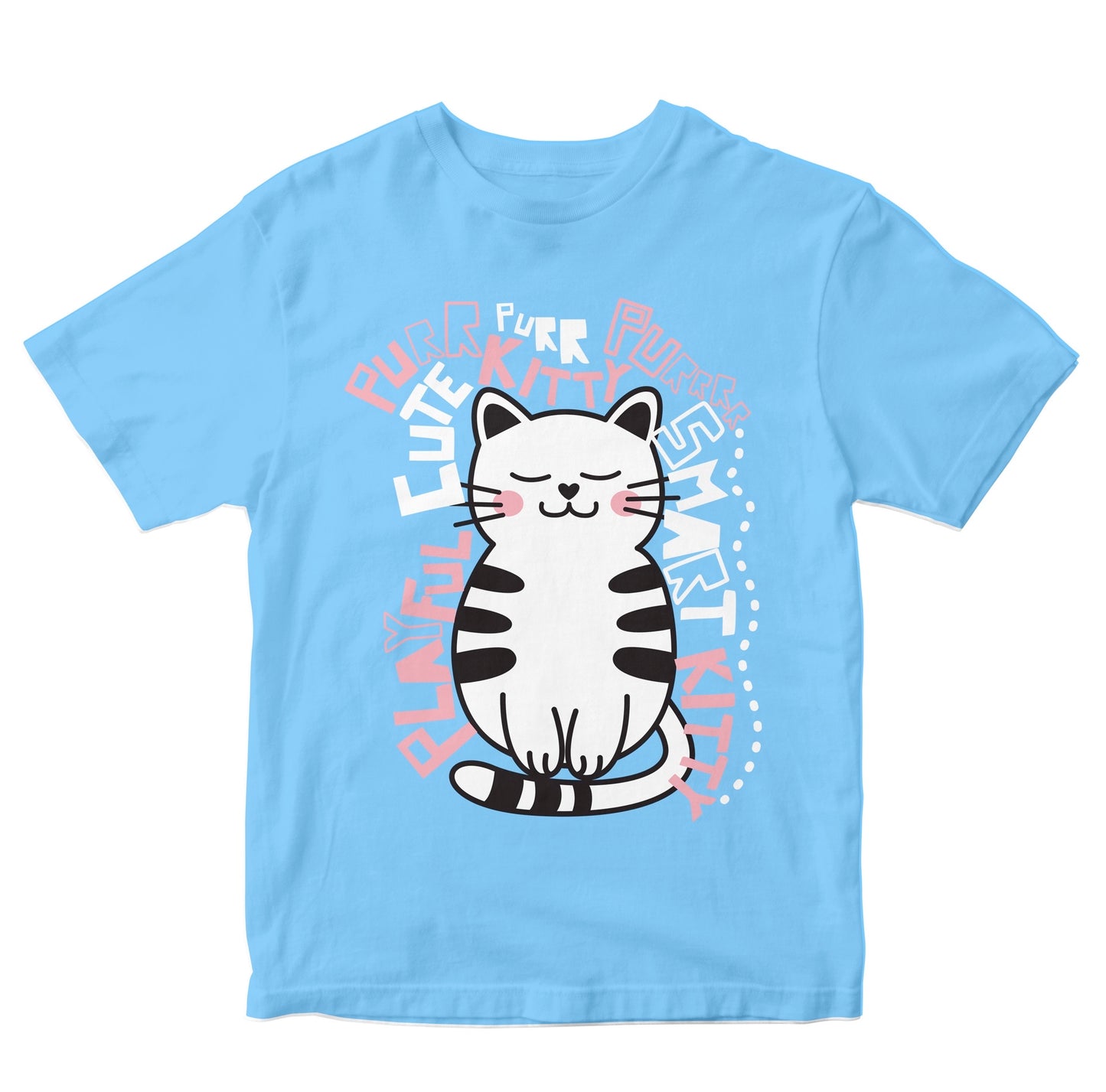 Cute Cat Surrounded By Words Kids