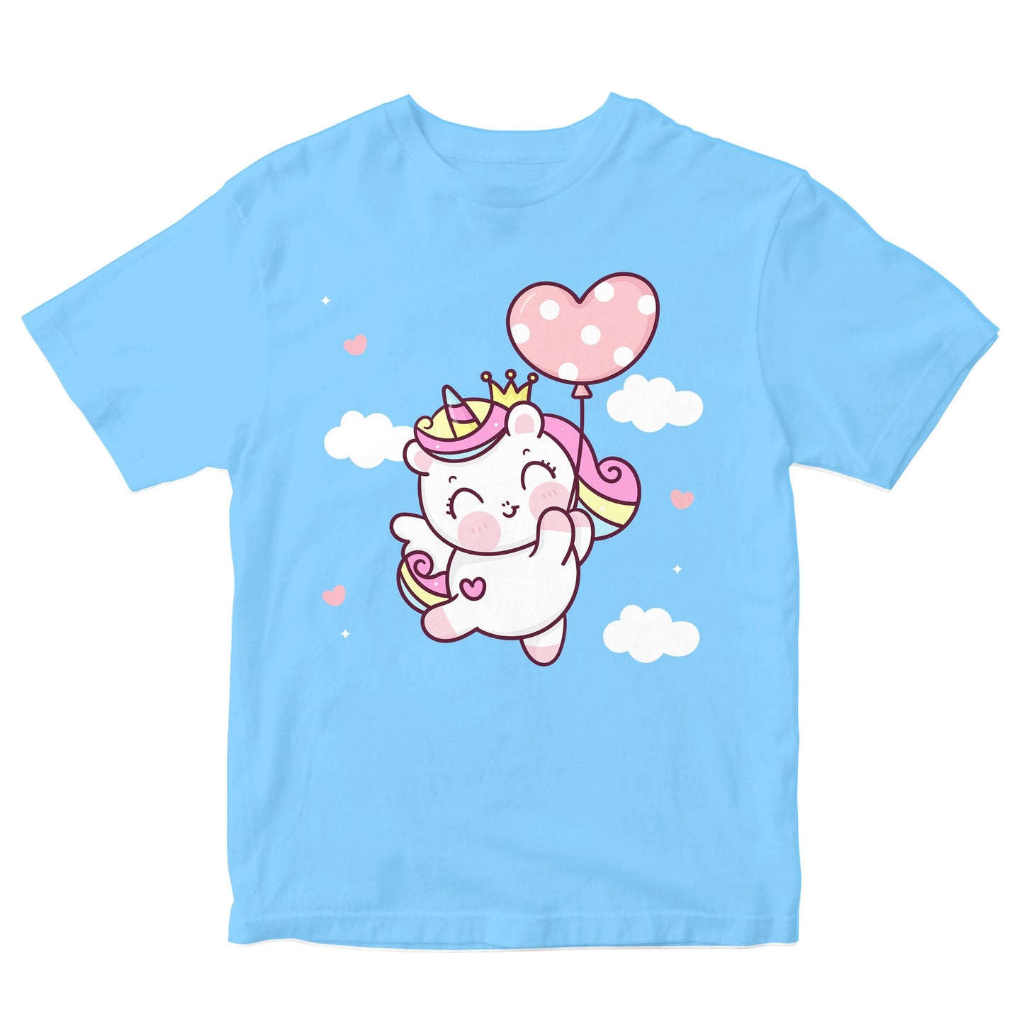 Cute Unicorn With Heart Balloon Kids T-Shirts
