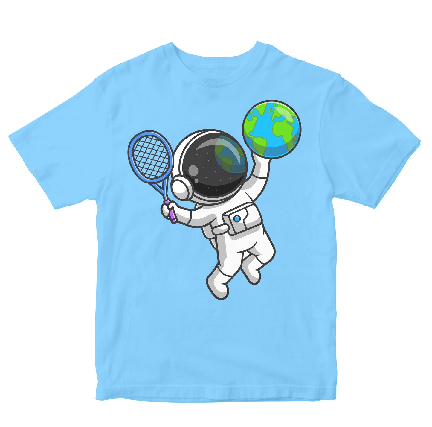 Astronaut Playing Tennis with Earth Kids