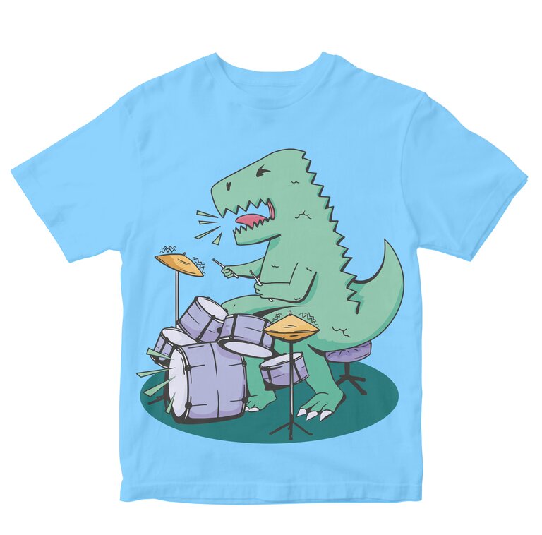 T-Rex Playing Drums - Dinosaur Drummer Kids