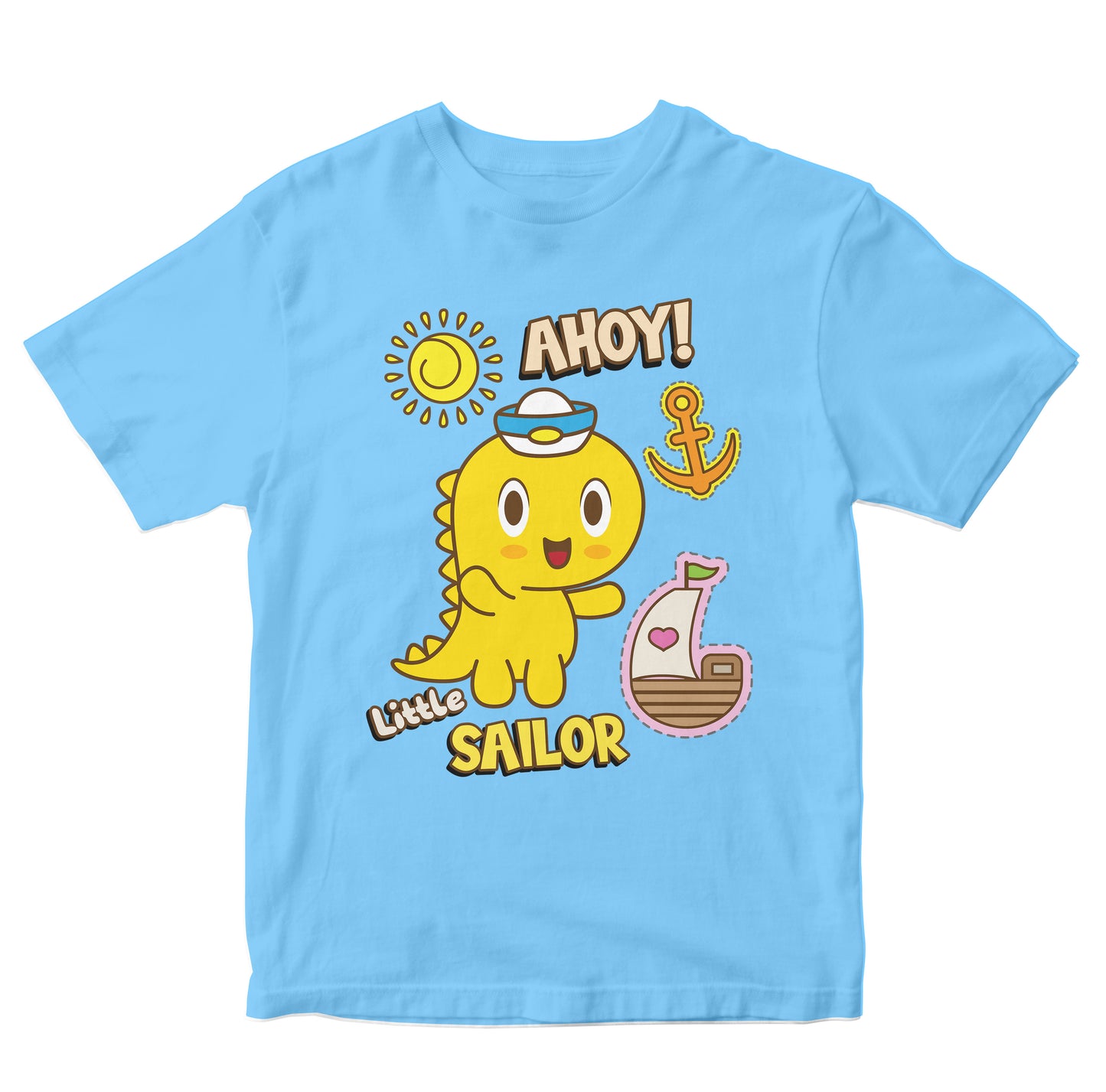 Hand Drawn Cute Little Dino Sailor Cartoon Illustration Toddler