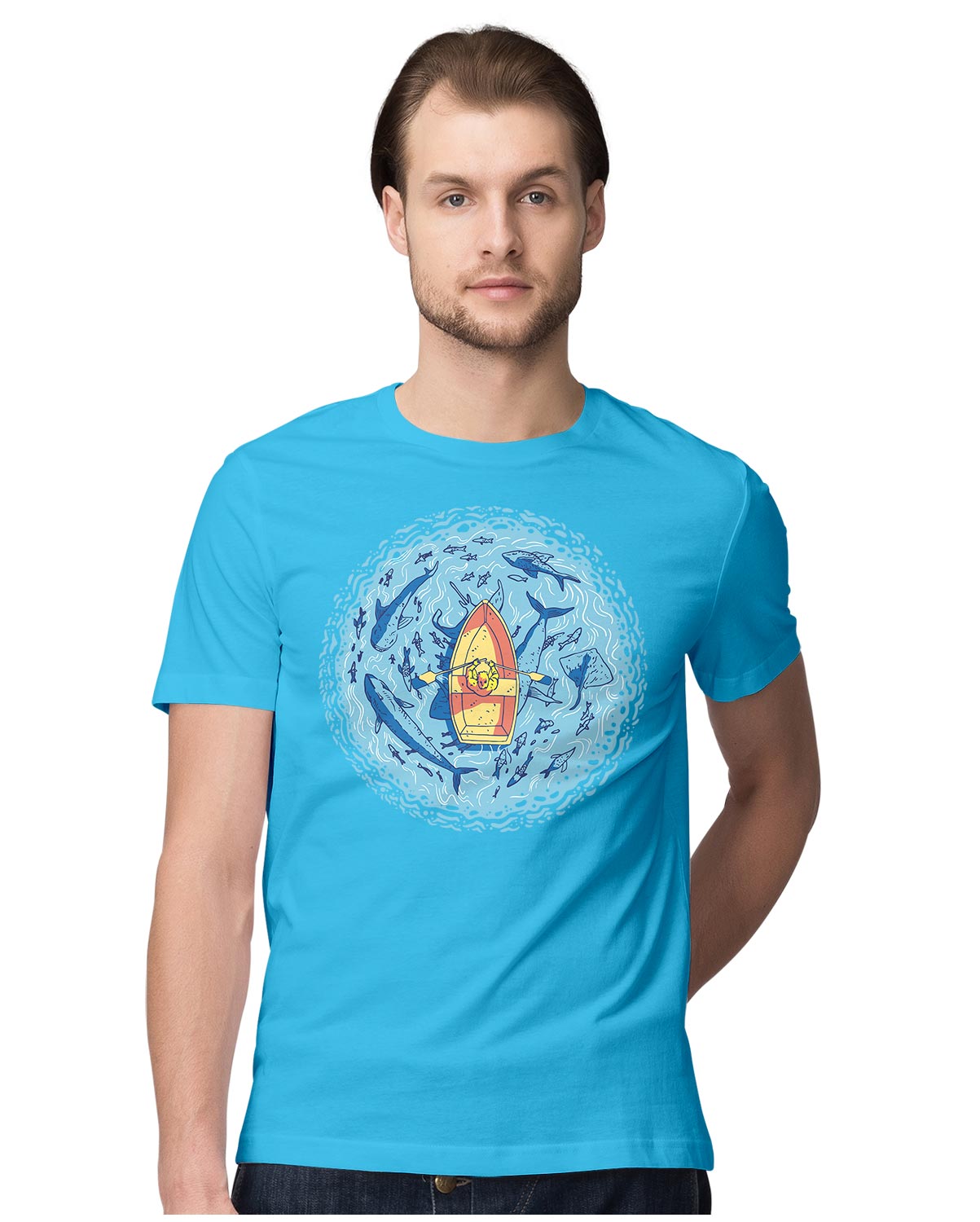 Boat Surrounded By Marine Life & Sea Animals