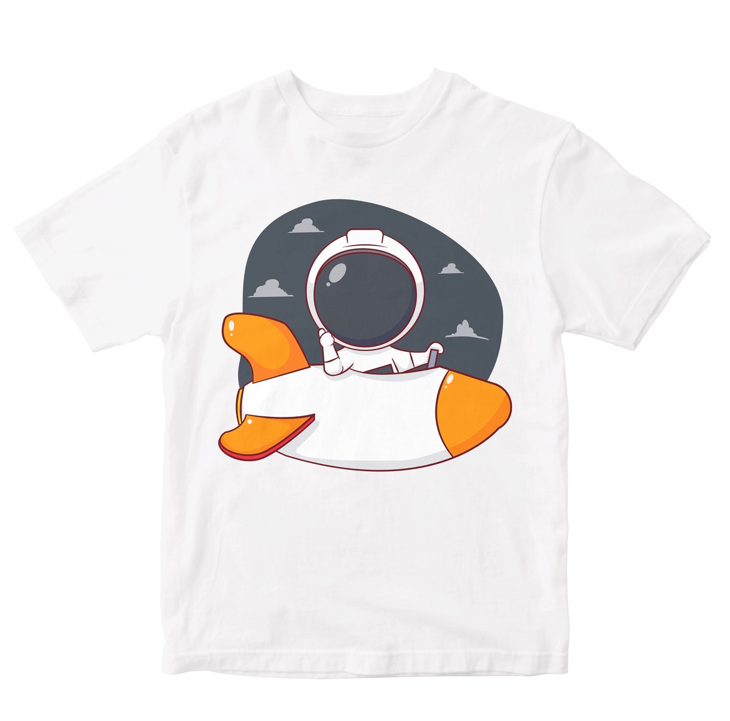 Cute Cartoon of Astronaut Flying Rocket Kids T-Shirts
