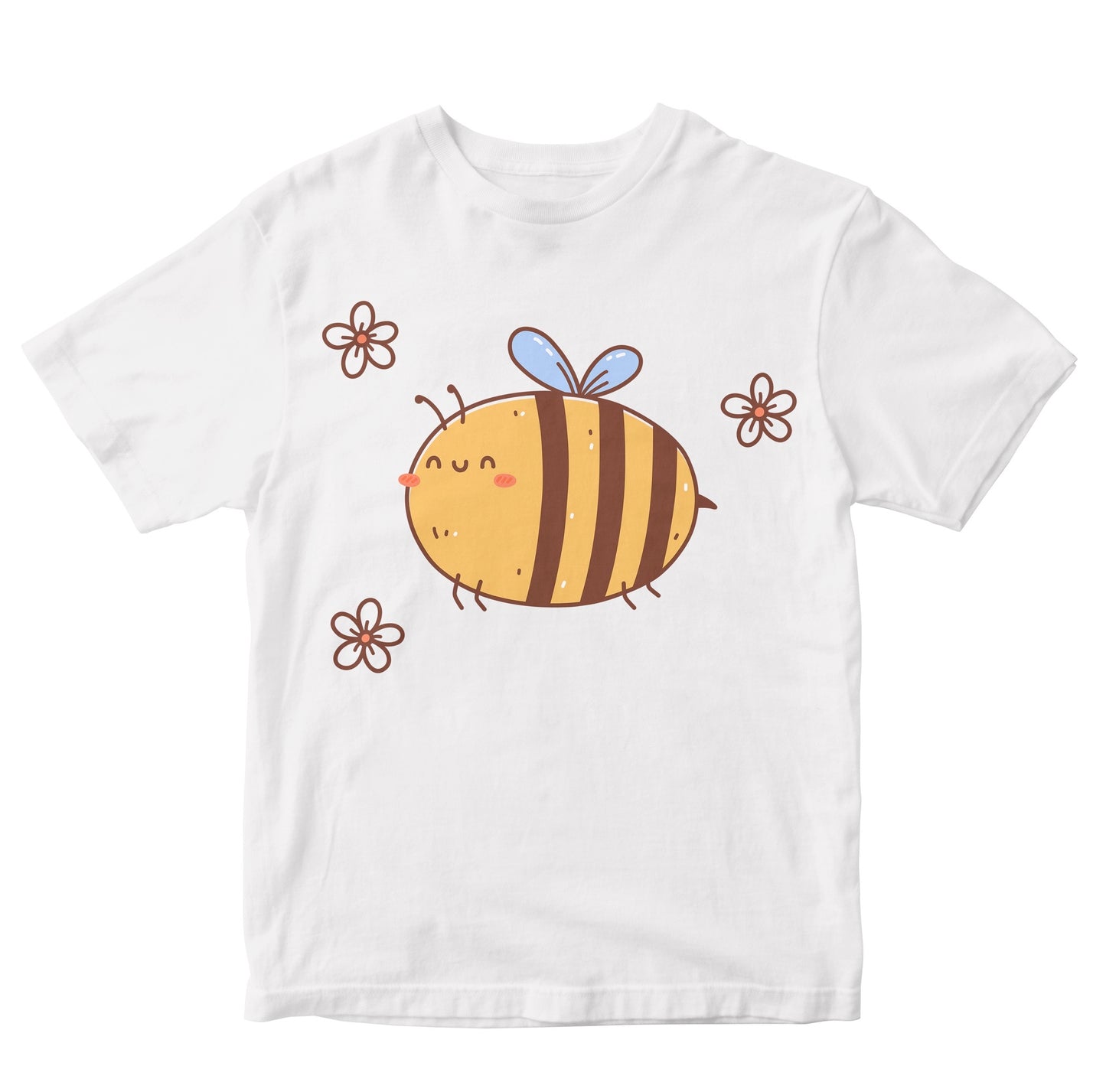 Cute Flying Bee Among Flowers Kids T-shirts