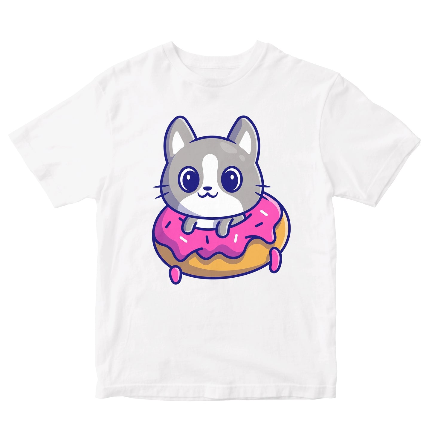 Cute Cat On Doughnut Kids