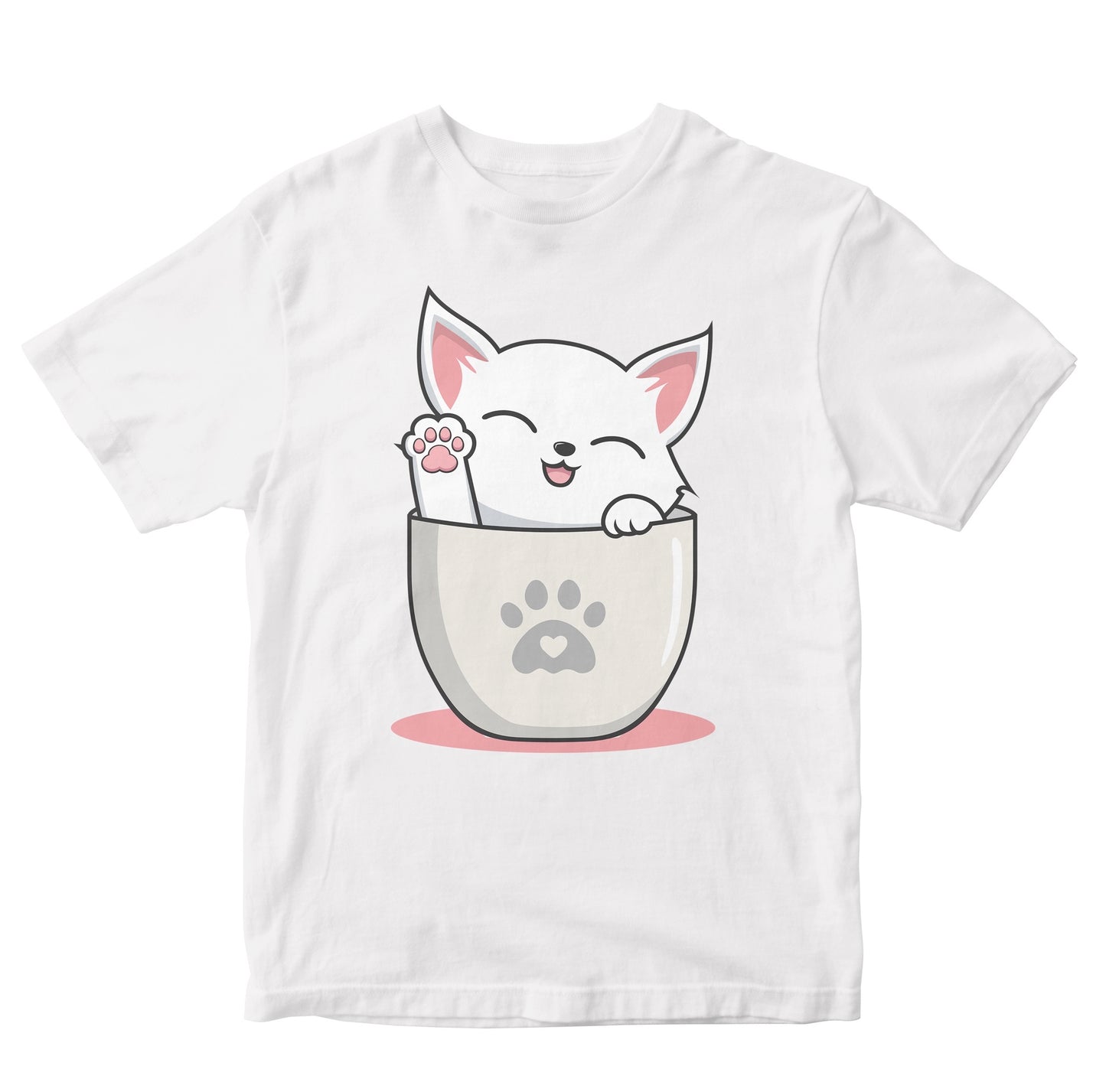 Cute Cat In Mug Illustration Kids T-Shirts