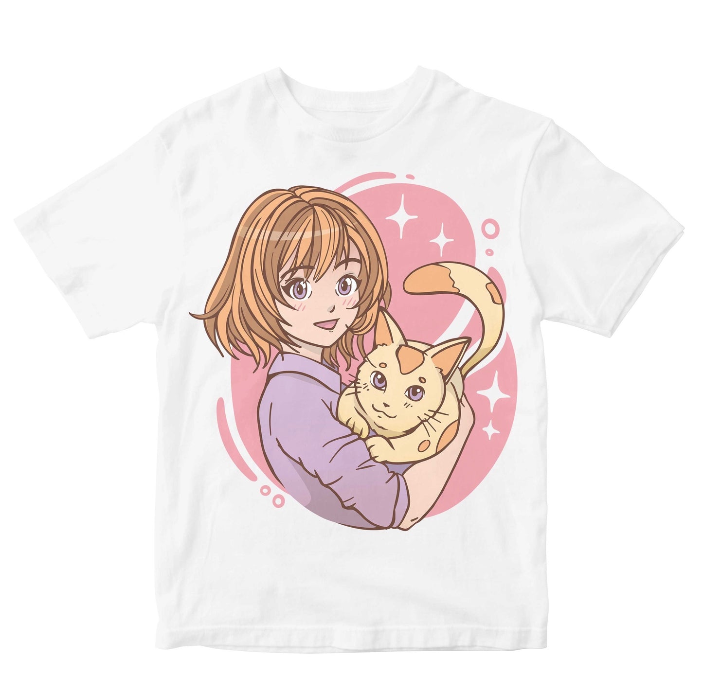 Anime Girl Hugging Cat Kids