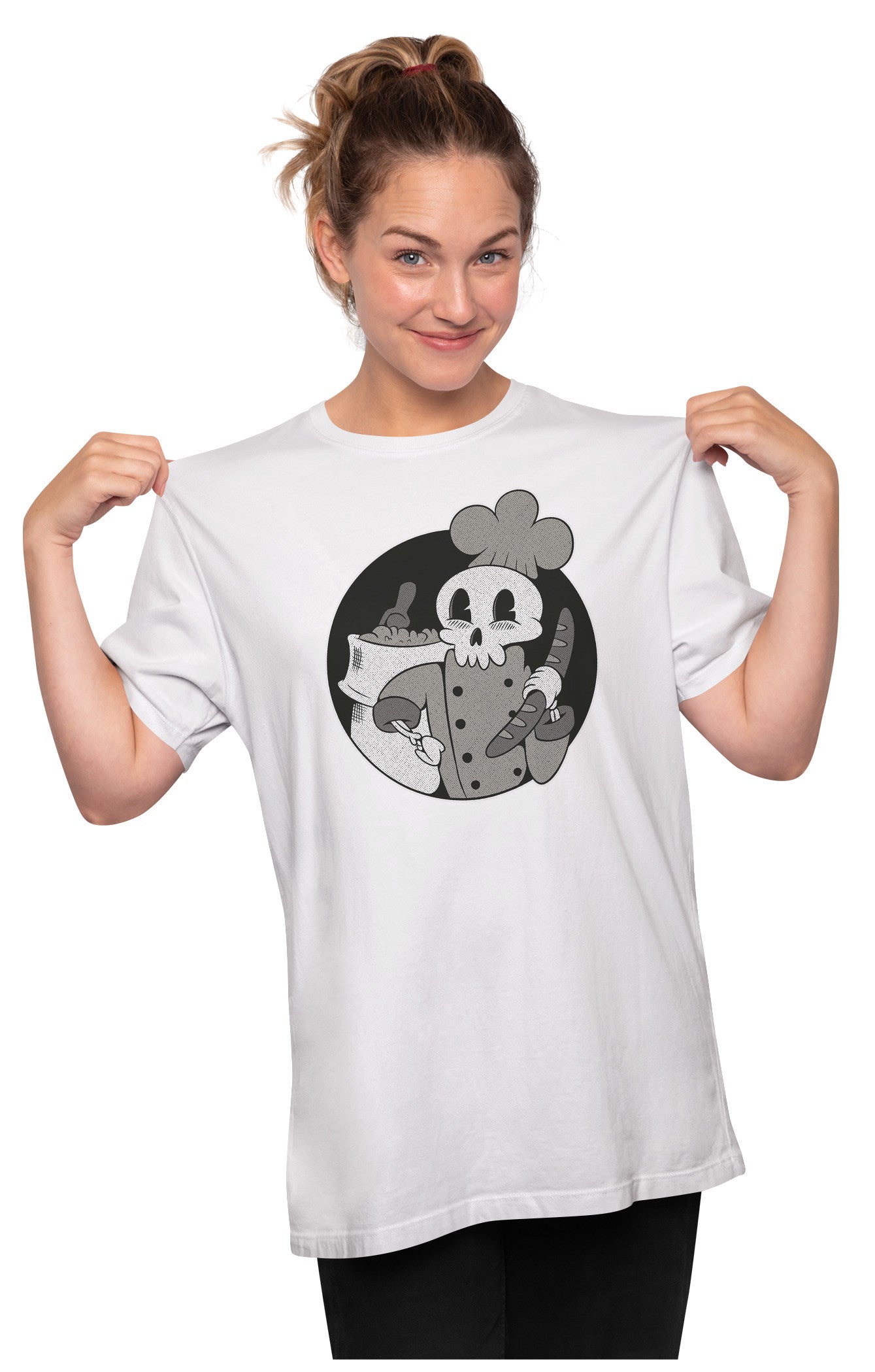 Skeleton Baker Retro Cartoon Oversized Unisex T-shirt