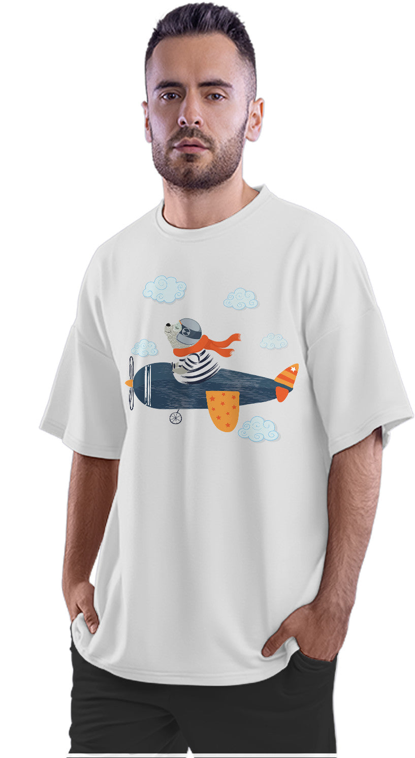 Bear Pilot Aeroplane Boys Kids Oversized Unisex T-shirt