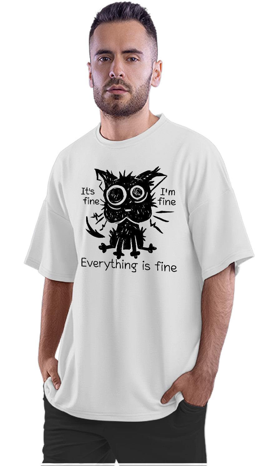 Stressed Cat - Dark Humour Oversized Unisex T-shirt