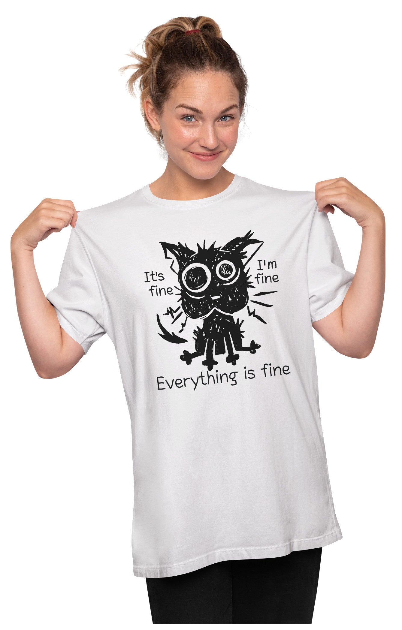 Stressed Cat - Dark Humour Oversized Unisex T-shirt