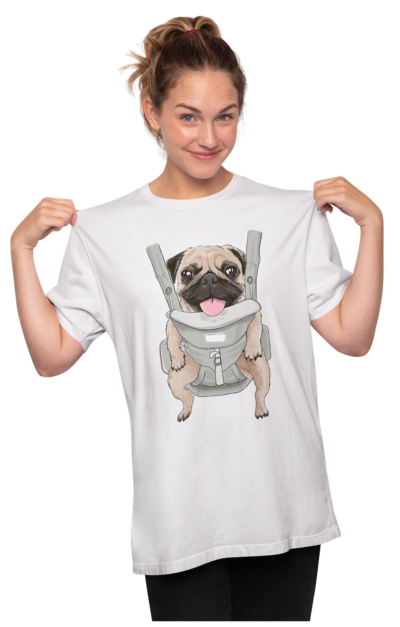 Cute Pug On Front Carrier Oversized Unisex T-shirt