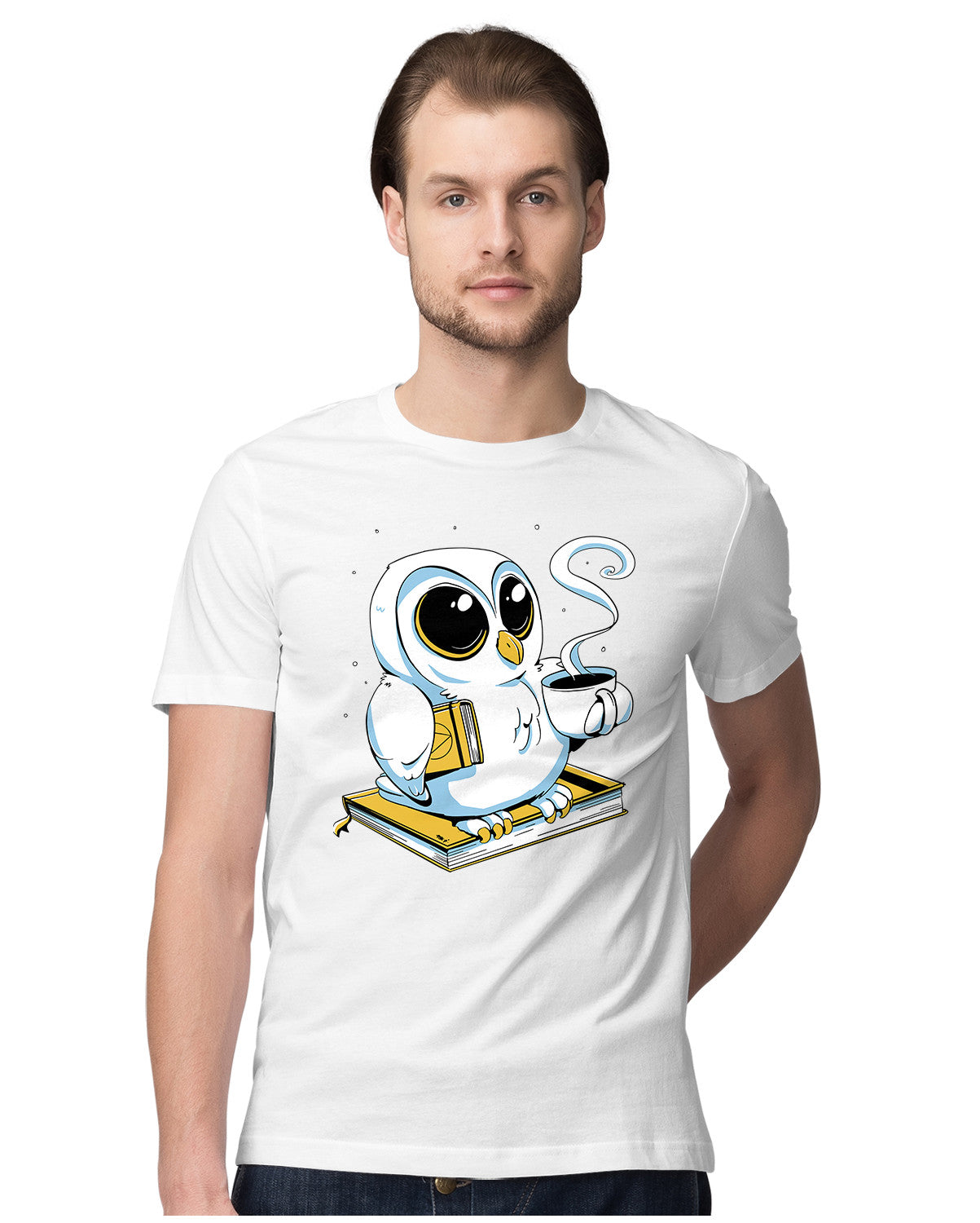 White Owl With Books & Coffee
