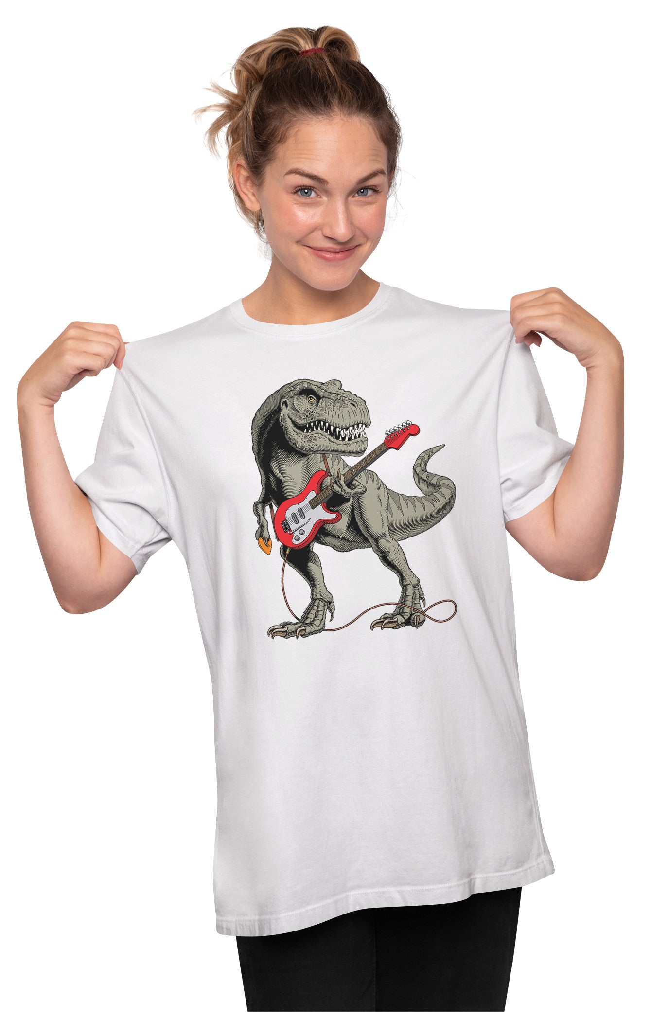 T-Rex Shredding Electric Guitar Oversized Unisex T-shirt