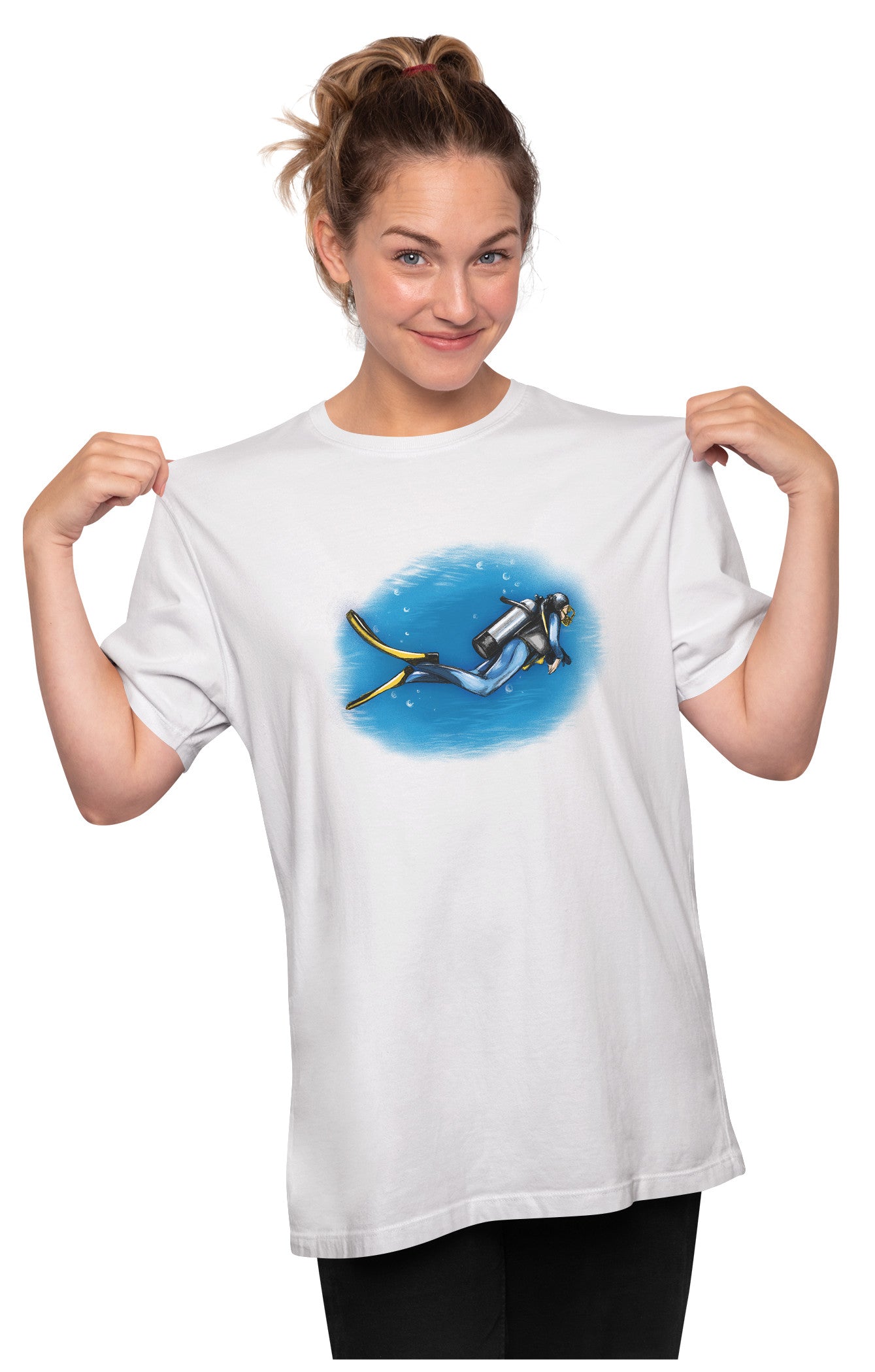 Scuba Diver Illustration - Artwork Oversized Unisex T-shirt