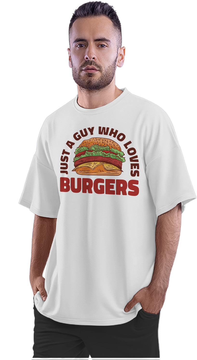 Just A Guy Who Loves Burgers Oversized Unisex T-shirt