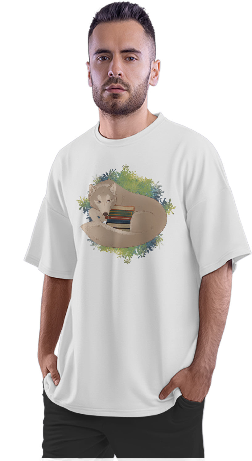 Wolf With Books Oversized Unisex T-shirts