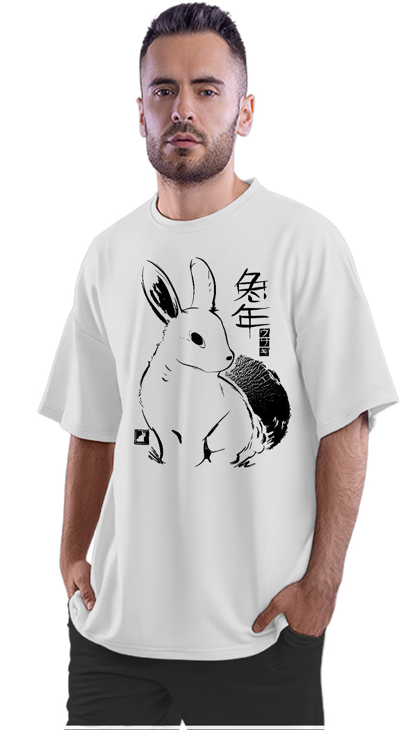 Year Of The Rabbit Artwork Oversized Unisex T-shirt