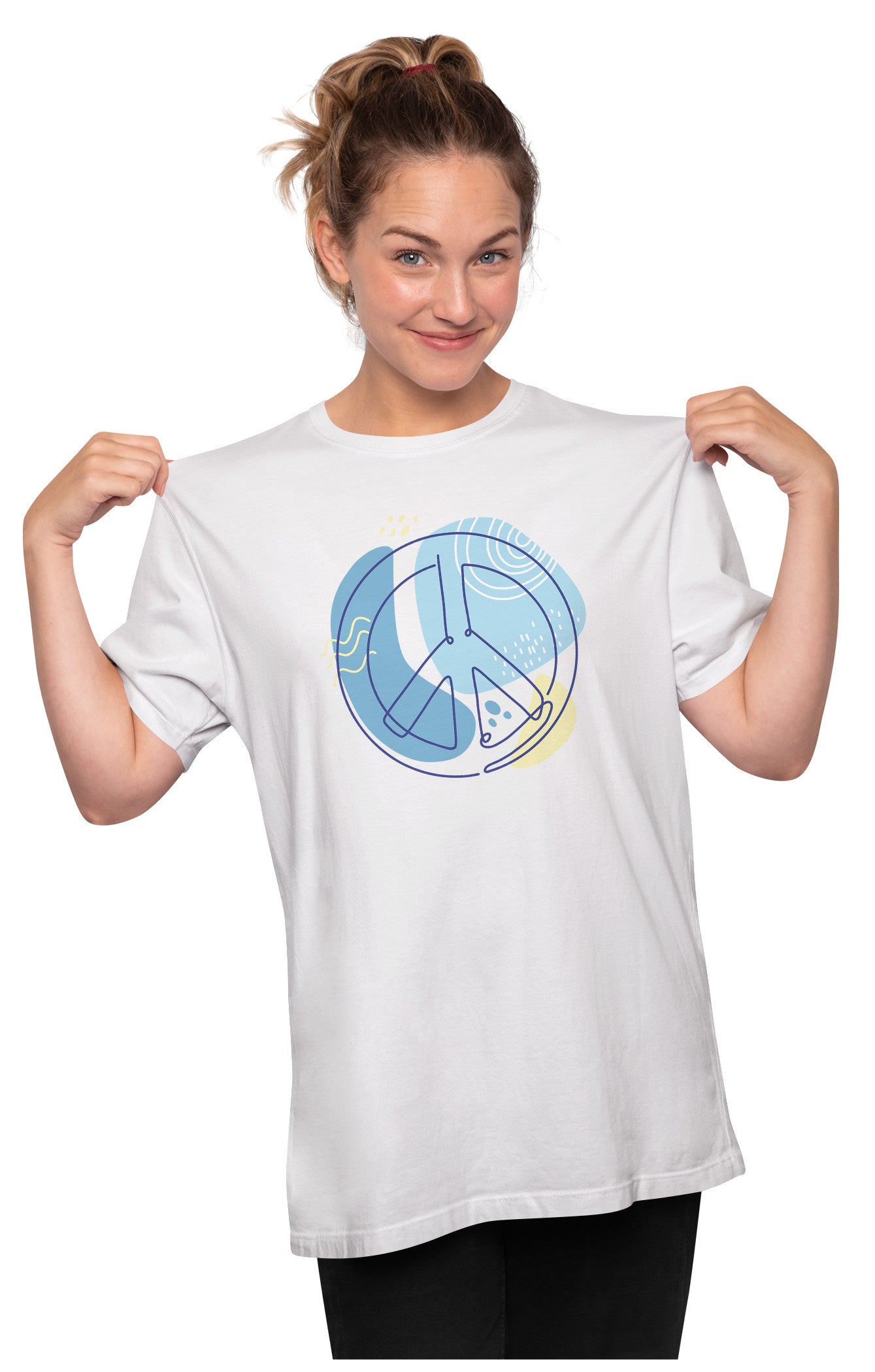 Peace Sign - Continuous Line Art Oversized Unisex T-shirt