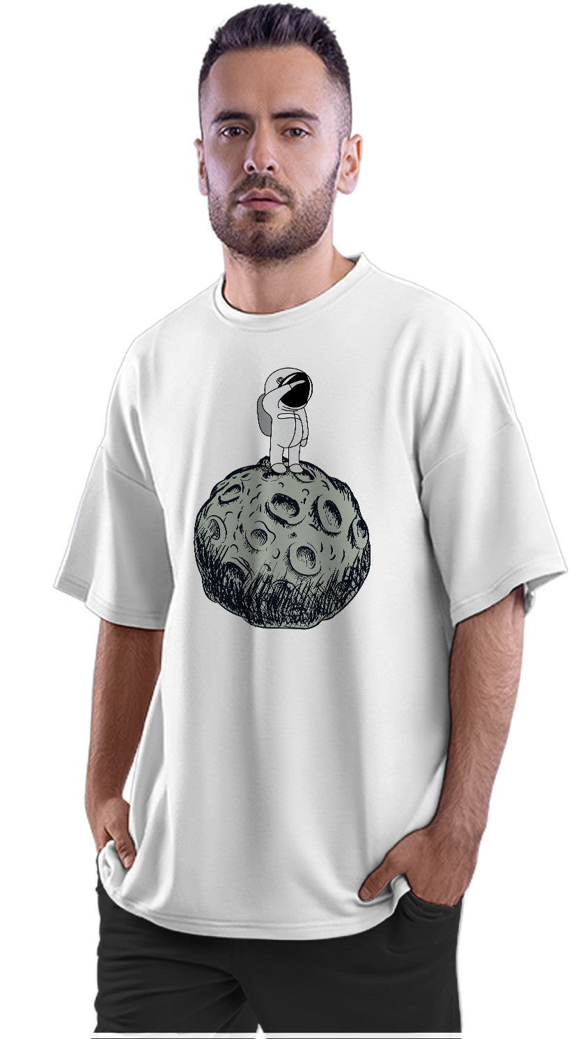 Cute Astronaut On Asteroid Oversized Unisex T-shirts