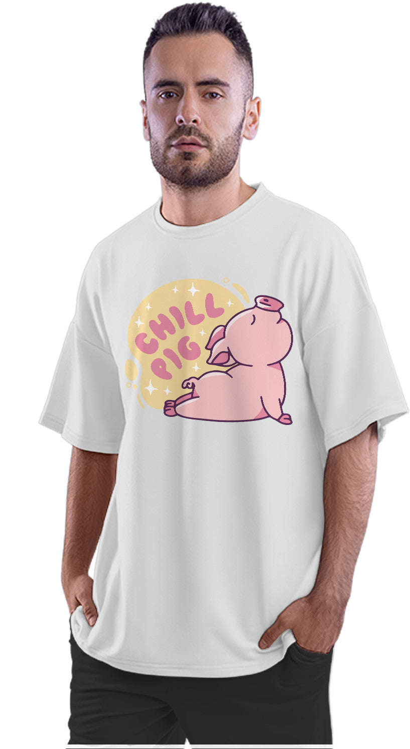 Chill Pig Doing Yoga Pose Oversized Unisex T-shirt