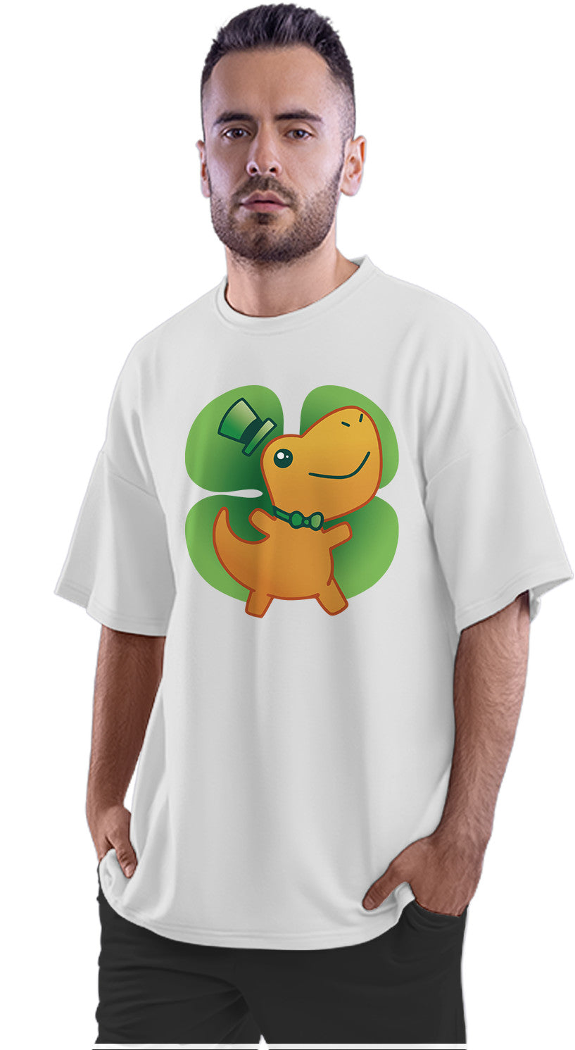 St. Patrick's Day - Cute Little Dinosaur Oversized Unisex T-shirt