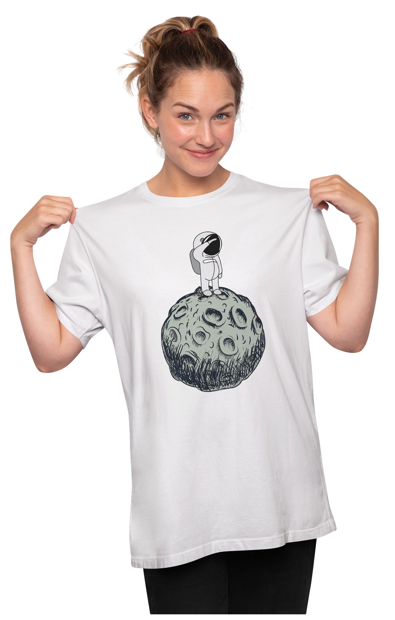 Cute Astronaut On Asteroid Oversized Unisex T-shirts