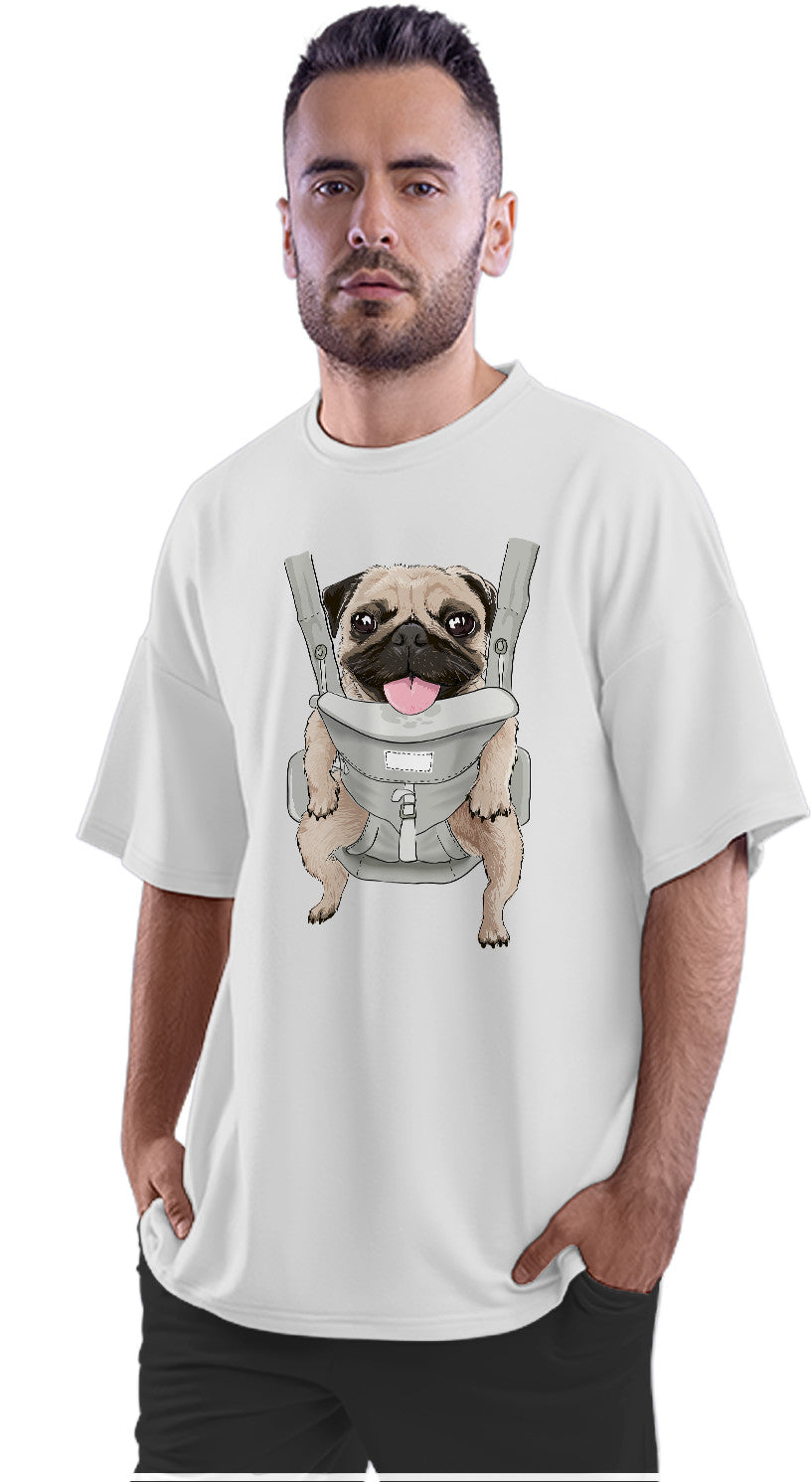 Cute Pug On Front Carrier Oversized Unisex T-shirt