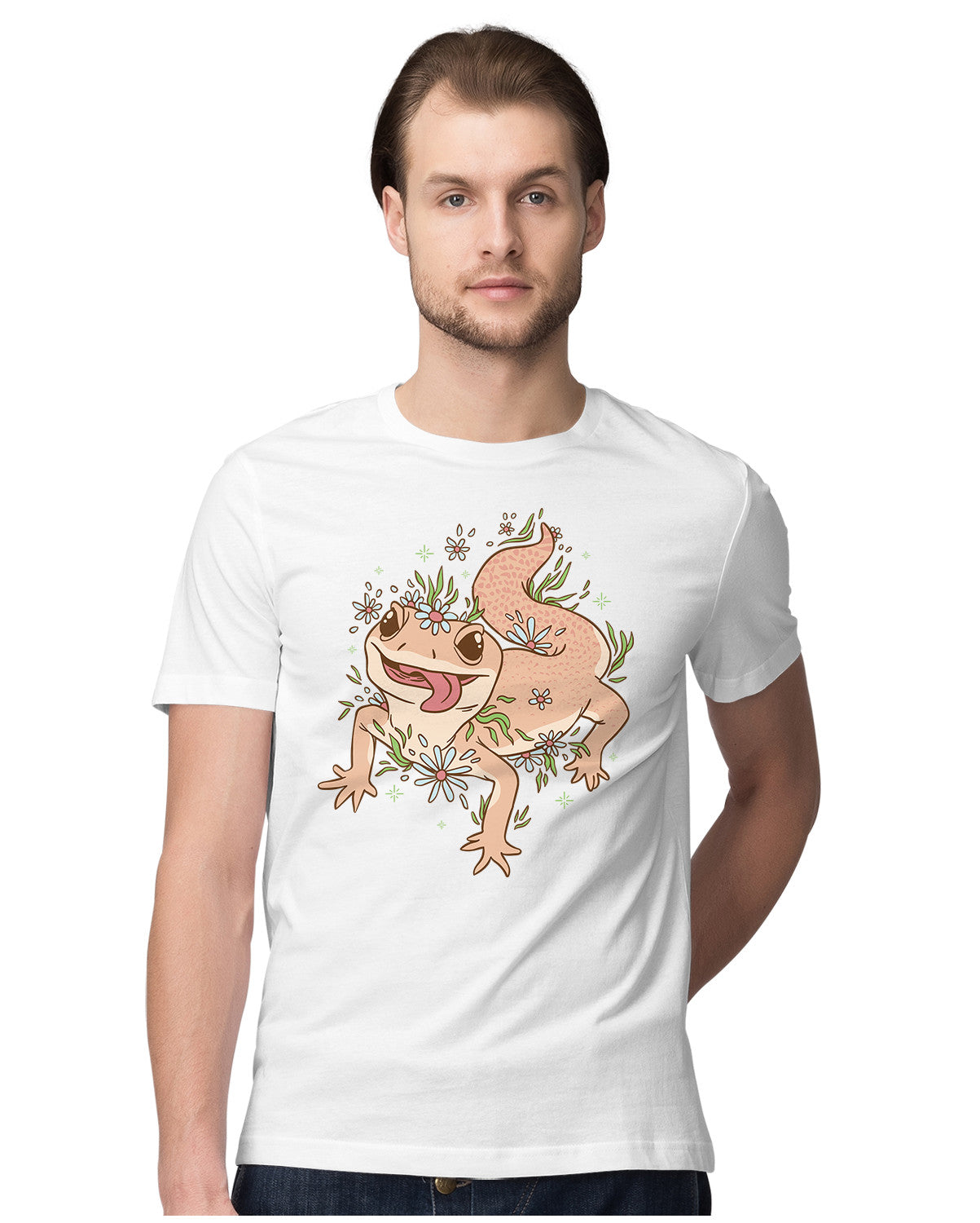 Gecko Lizard With Flowers