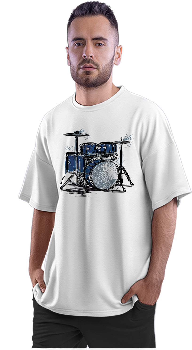 Drum Kit Sketch Oversized Unisex T-shirt