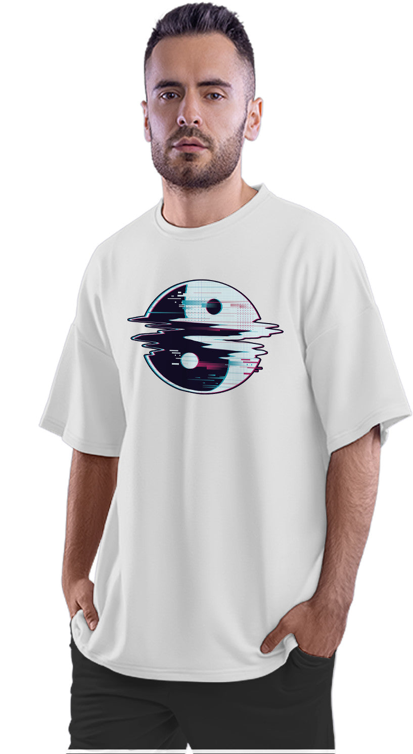 Yin Yang Glitch Oversized Unisex T-shirt