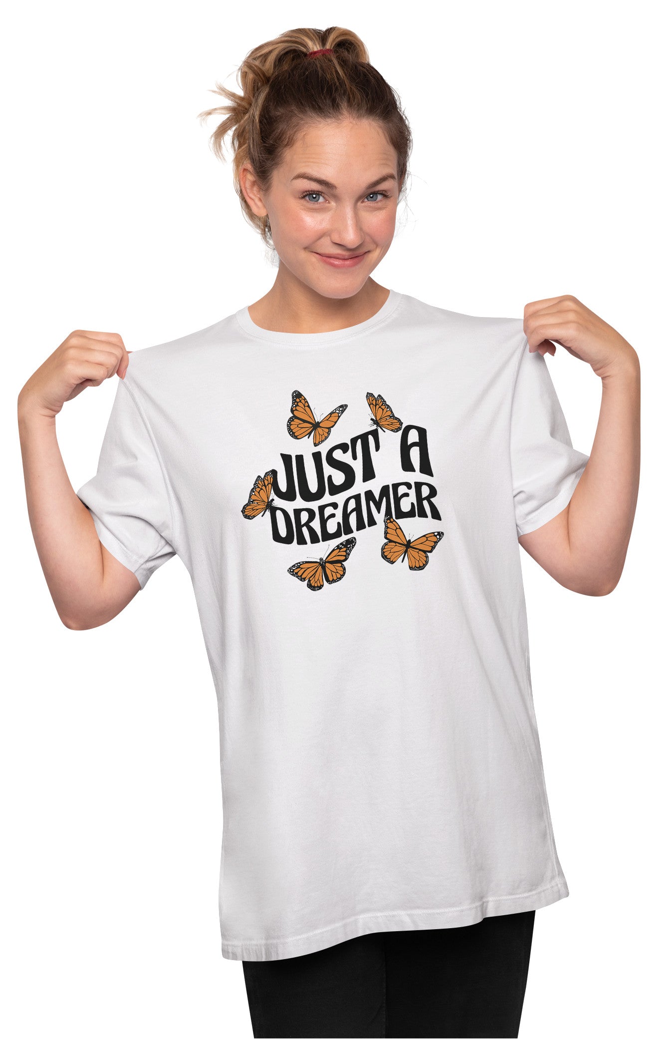 Just A Dreamer - Butterflies Lettering Oversized Unisex T-shirt