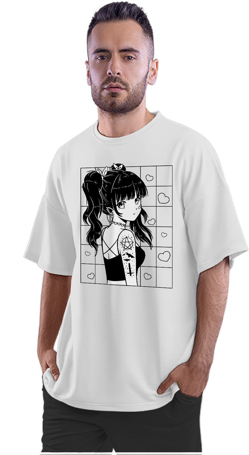 Cute Anime Goth Girl Oversized Unisex T-shirt