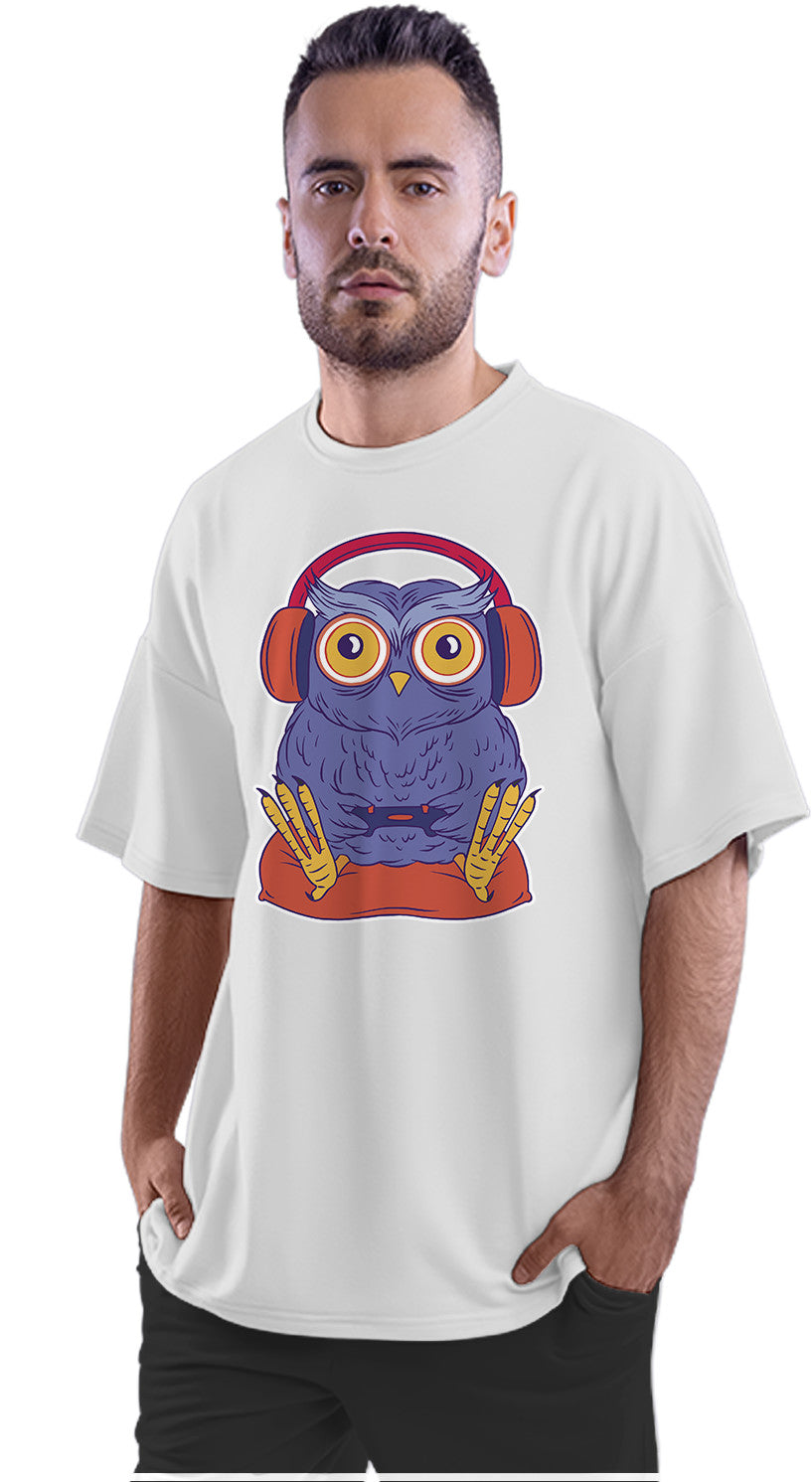 Focused Gamer Owl Oversized Unisex T-shirt