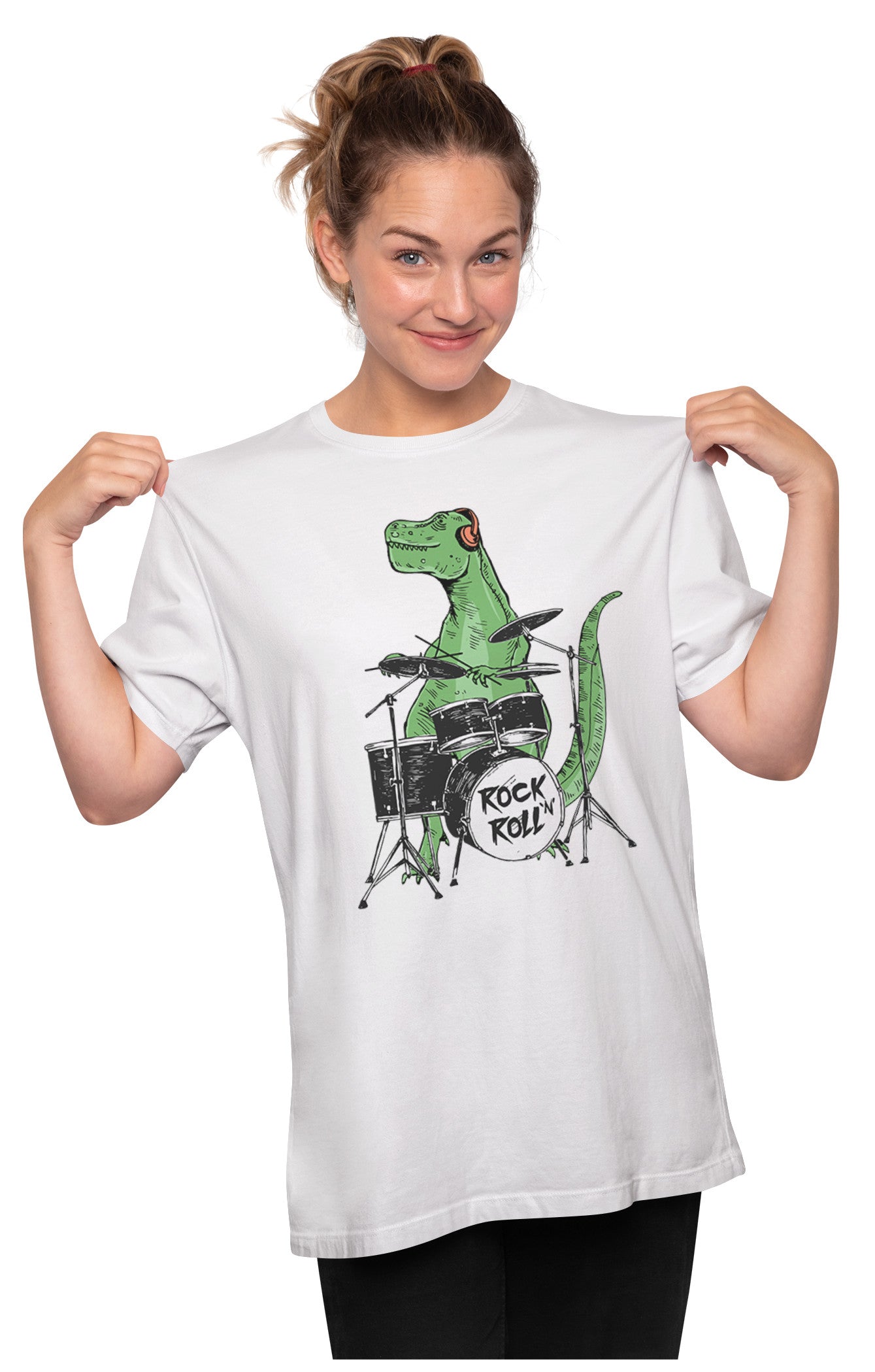 Rock & Roll Drummer T-Rex Oversized Unisex T-shirt