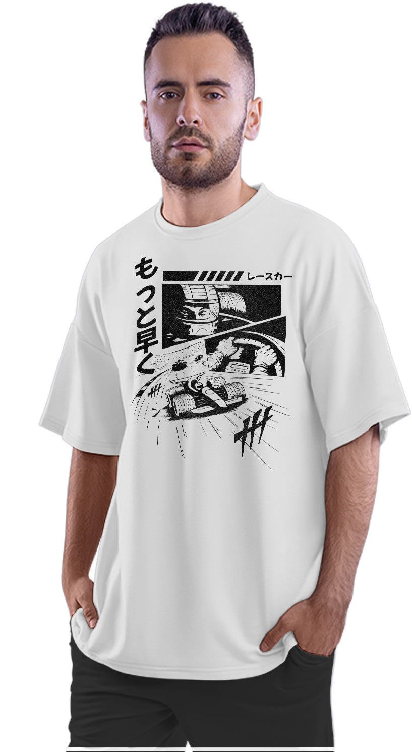Manga Car Race Action Anime Oversized Unisex T-shirt