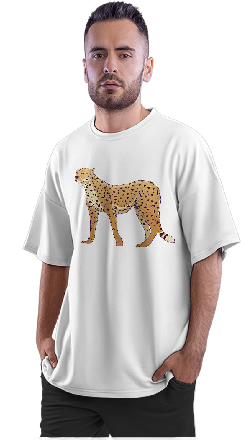 Cheetah Hand Drawn Illustration Oversized Unisex T-shirts