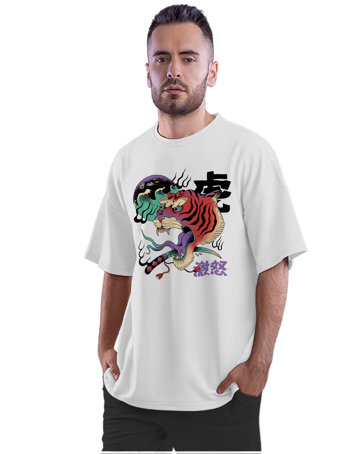 Psychedelic Japanese Tiger - Artwork Oversized Unisex T-shirt