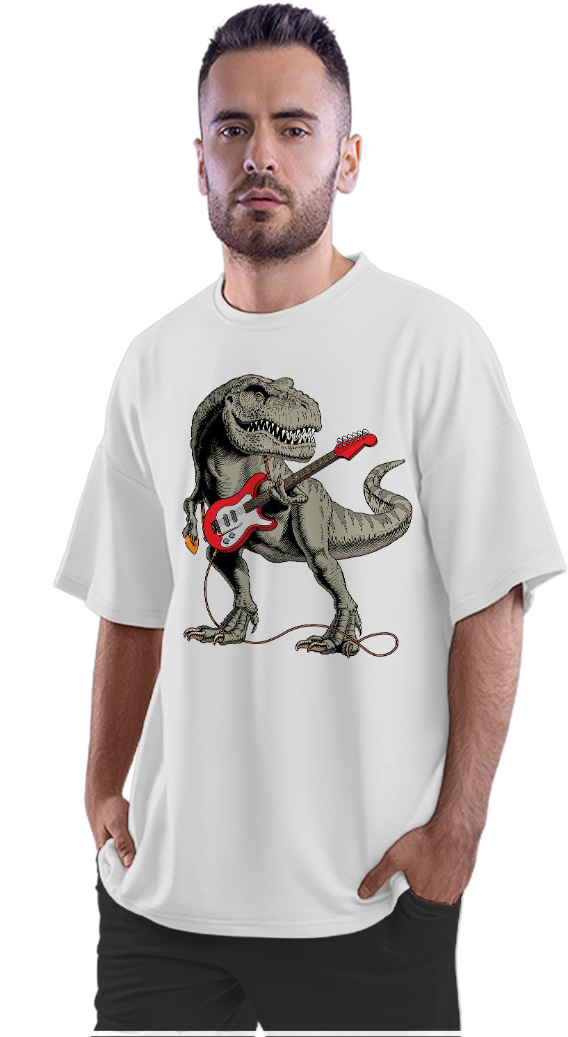 T-Rex Shredding Electric Guitar Oversized Unisex T-shirt
