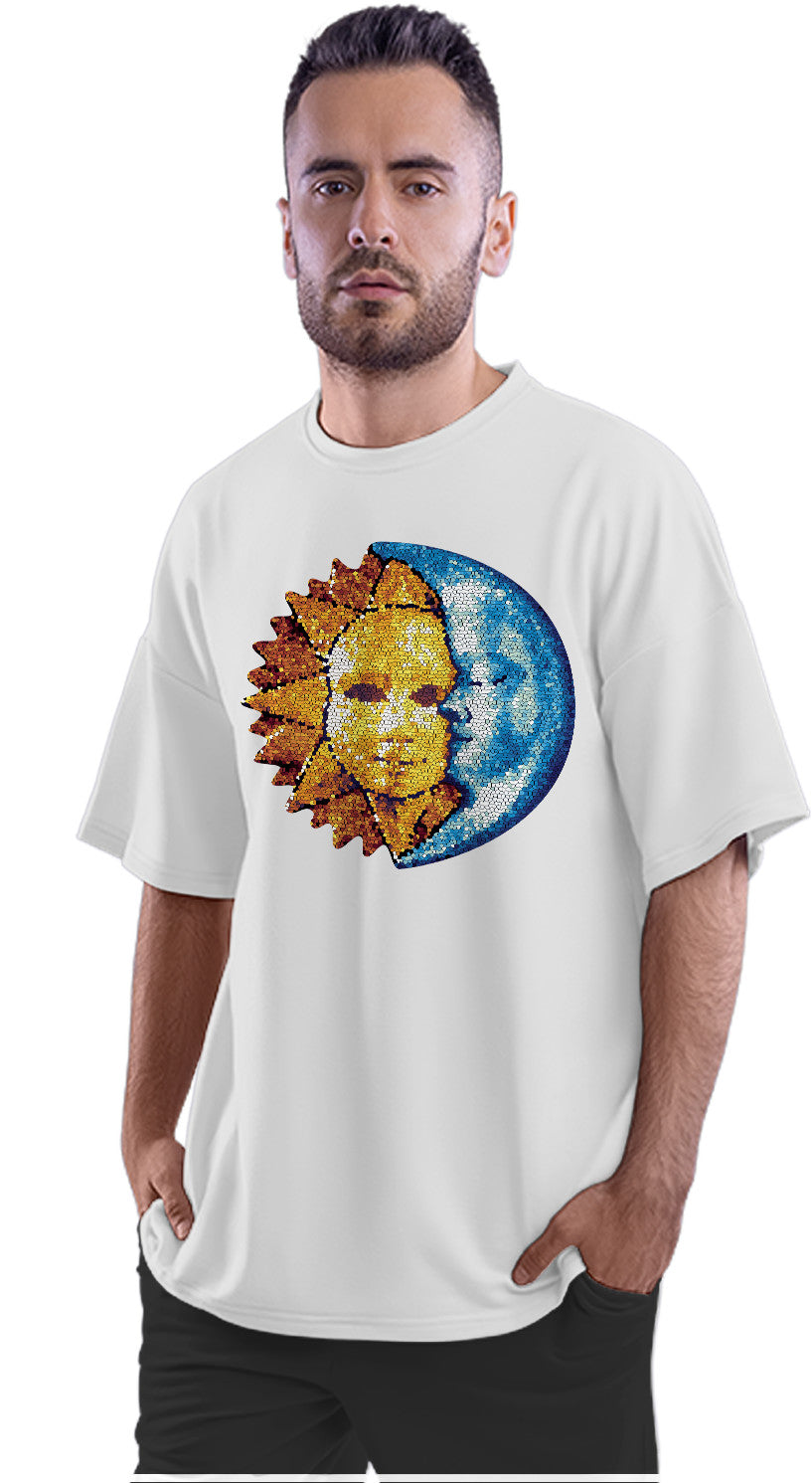 Sun & Moon Mosaic Artwork Oversized Unisex T-shirt